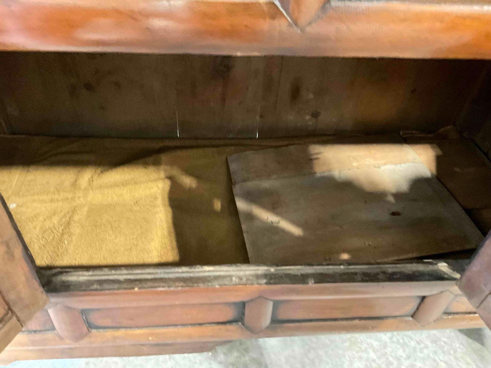 Antique Korean Elm? Wood Chanjang Cabinet w/ Sliding Lattice Door. Very Good Condition. - 8