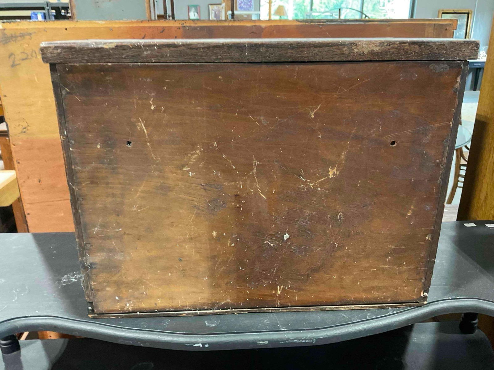 Antique Oak Wood Glass Fronted Singular Barrister Bookcase Section. Good Condition. See pics. - 7