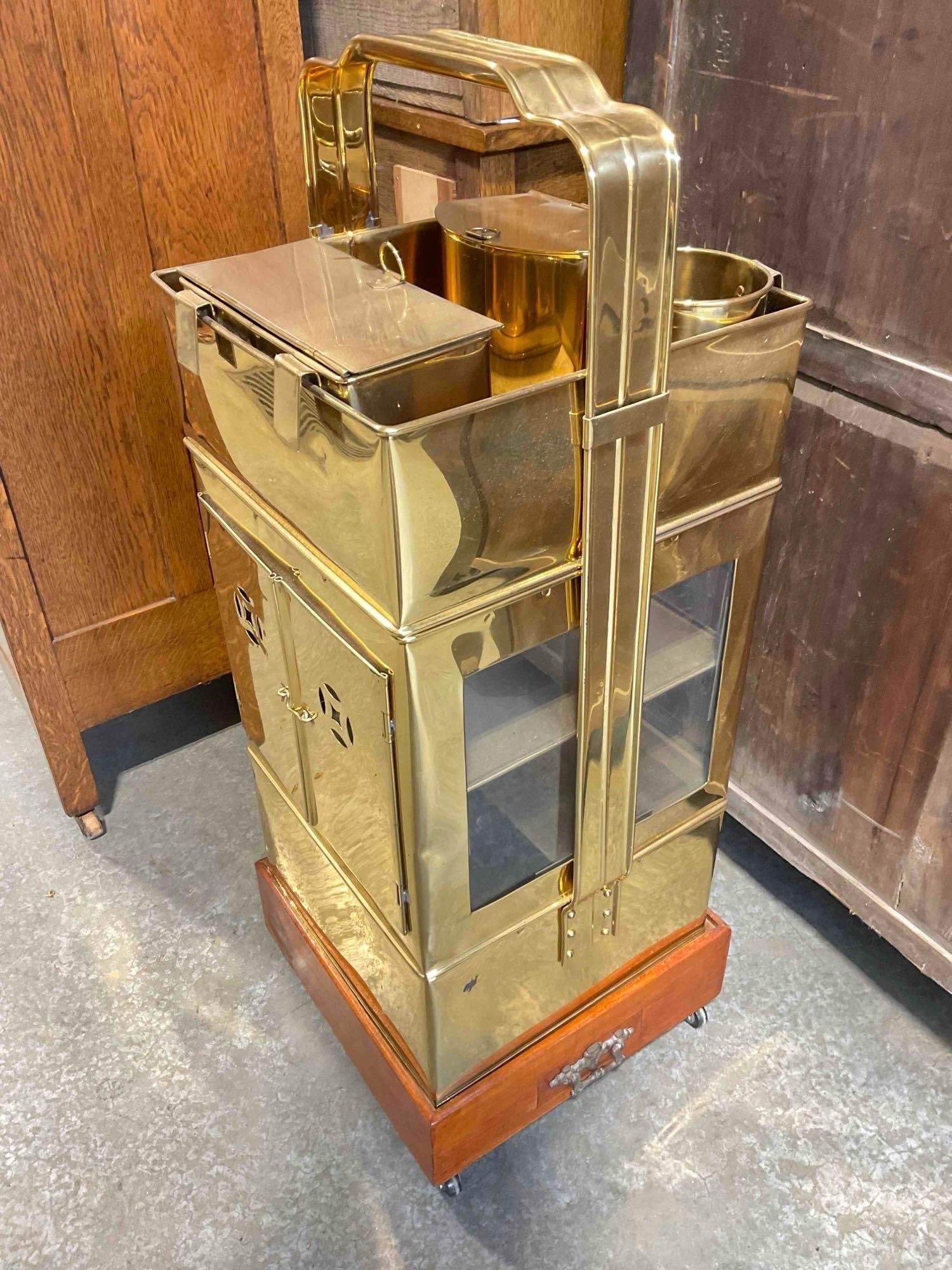 Vintage Brass Asian Style Dim Sum Noodle Food Vendor Rolling Cart. Excellent Condition. See pics. - 2