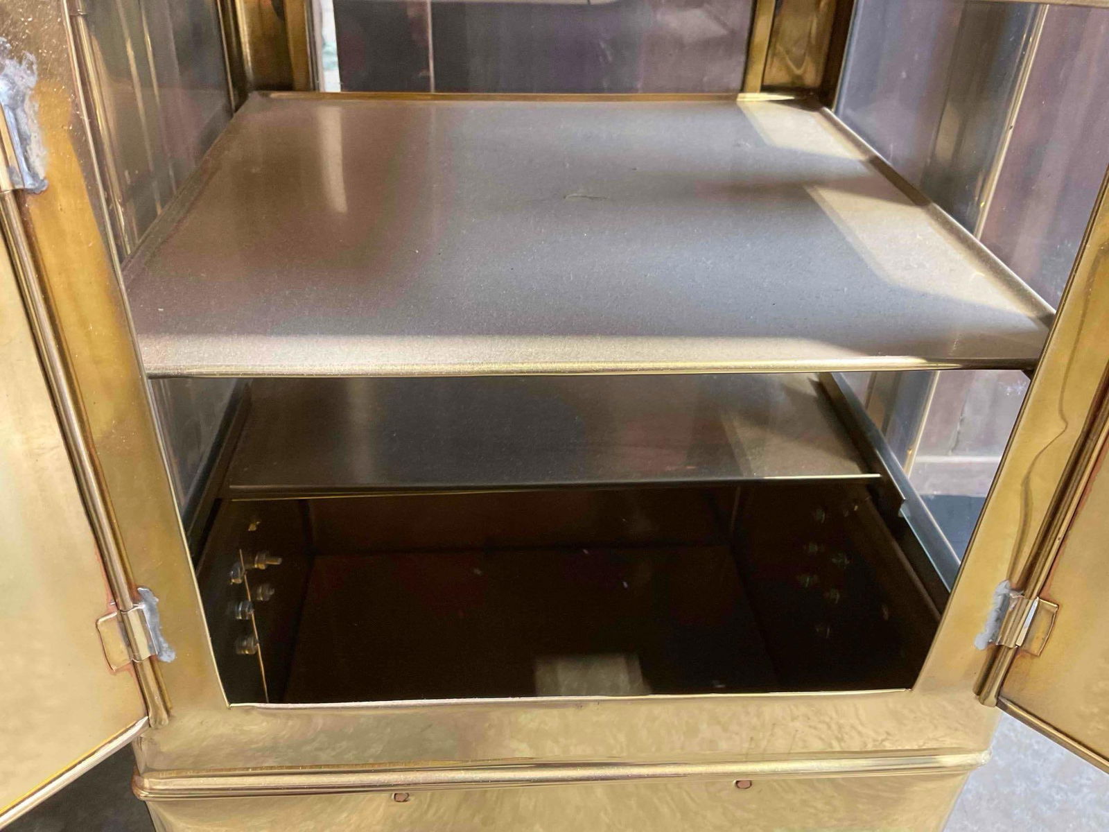 Vintage Brass Asian Style Dim Sum Noodle Food Vendor Rolling Cart. Excellent Condition. See pics. - 7