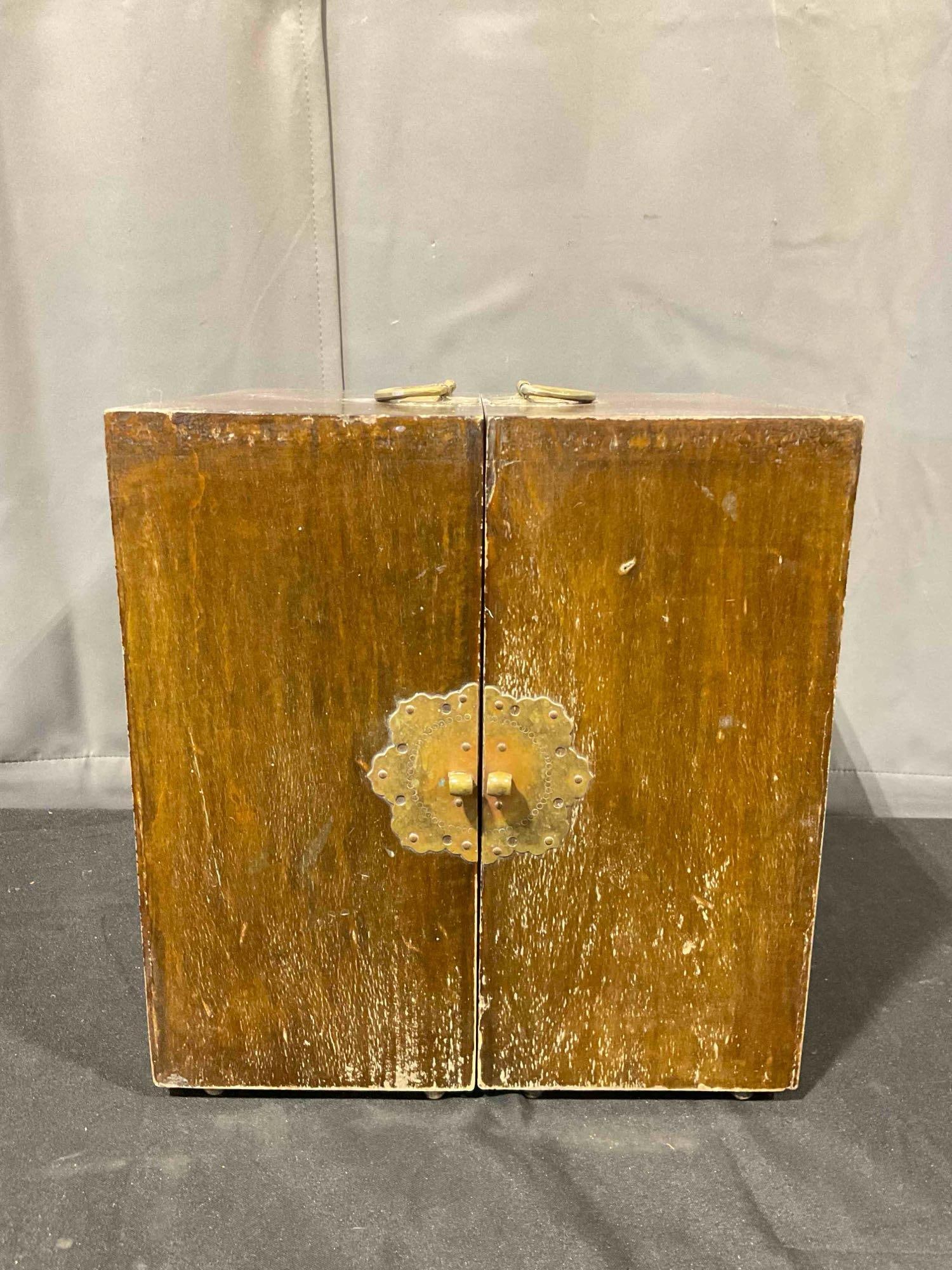 Antique Chinese? Asian Style Wooden Fold Open Apothecary Medicine Cabinet w/ 12 Drawers. (1 of 7)