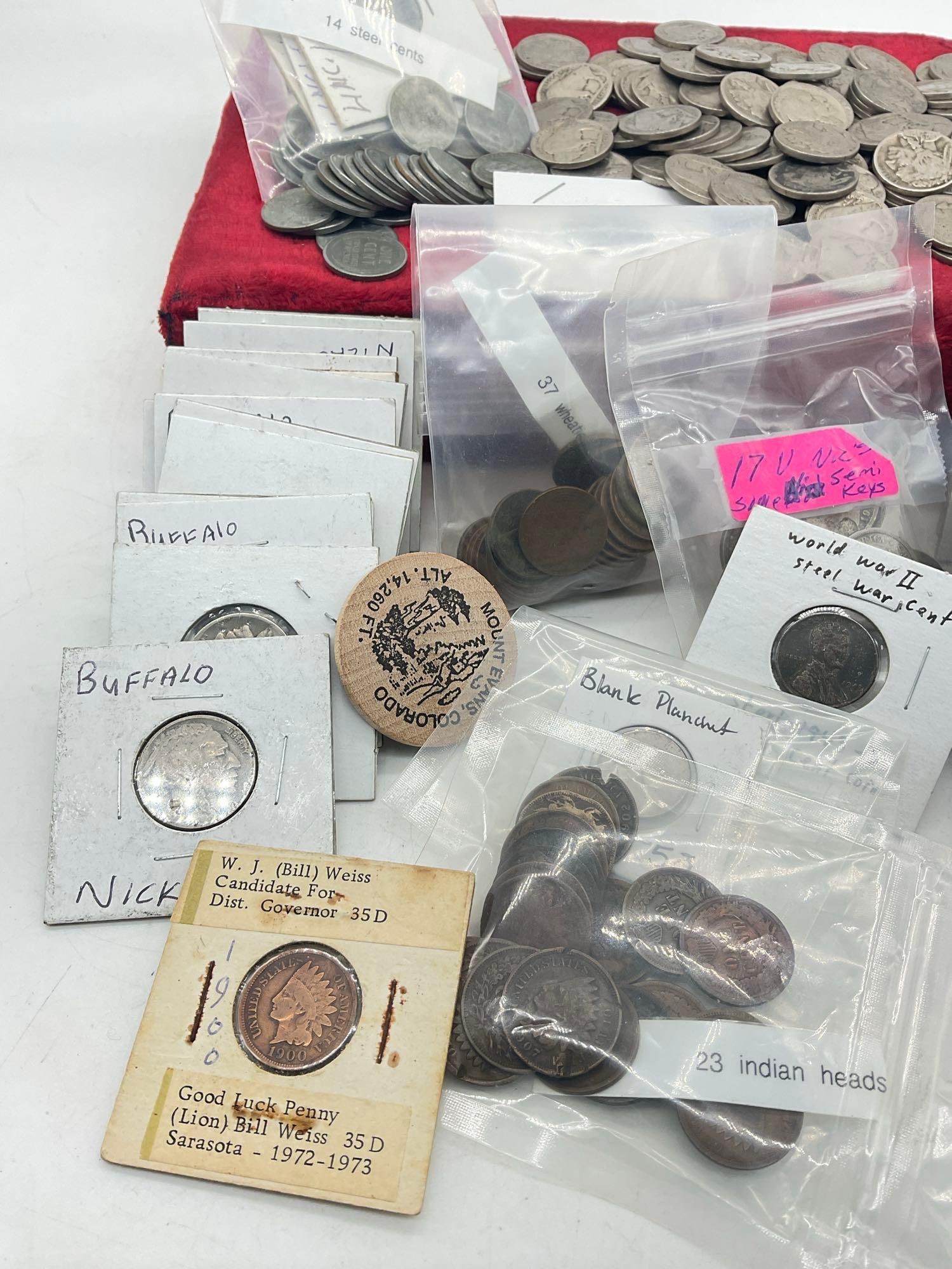Approx.110 Buffalo Nickels, 16 x Eisenhower Dollars, 23x Indian Head Pennies 17 Victory Nickels - 2