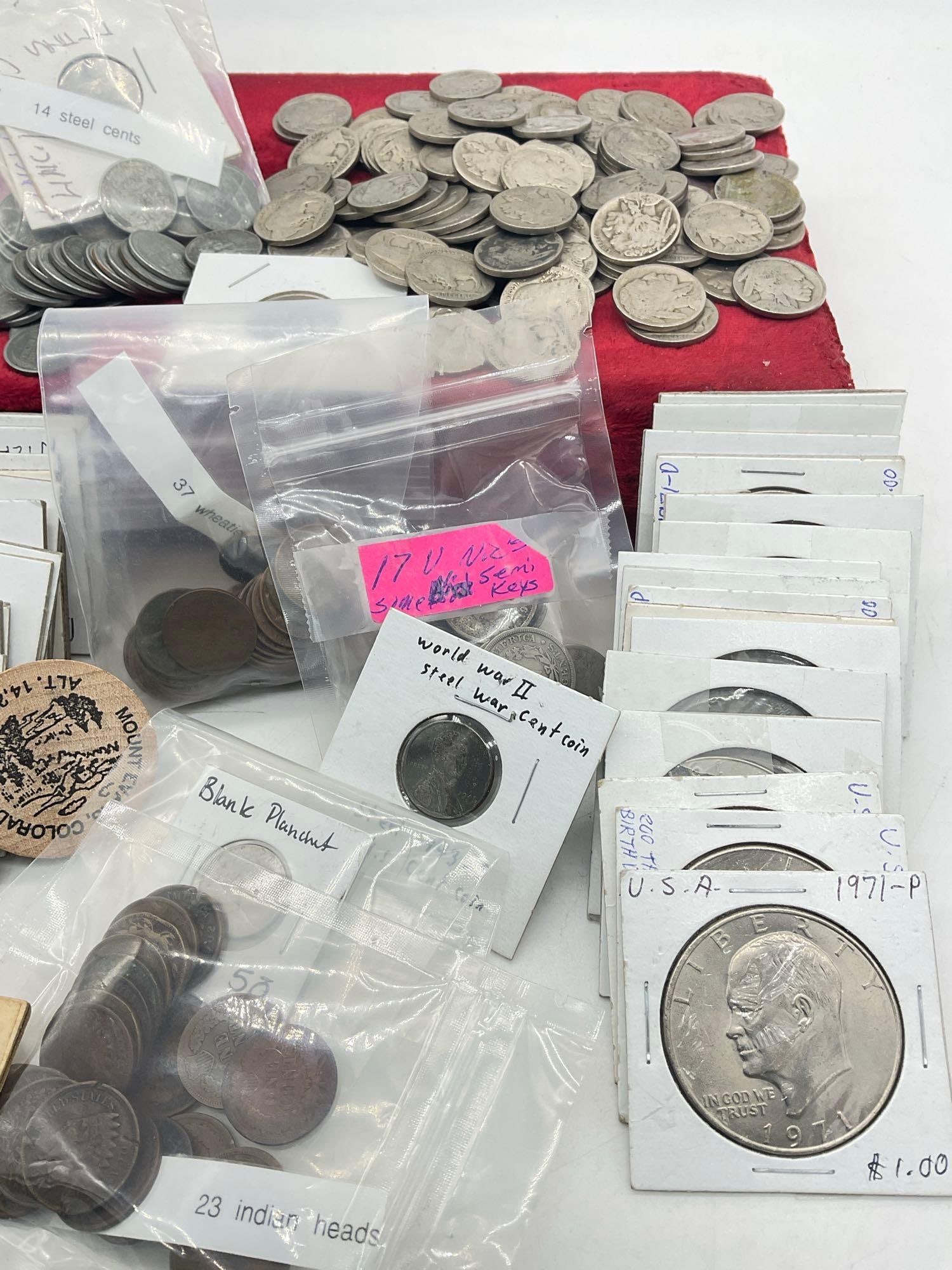 Approx.110 Buffalo Nickels, 16 x Eisenhower Dollars, 23x Indian Head Pennies 17 Victory Nickels - 3