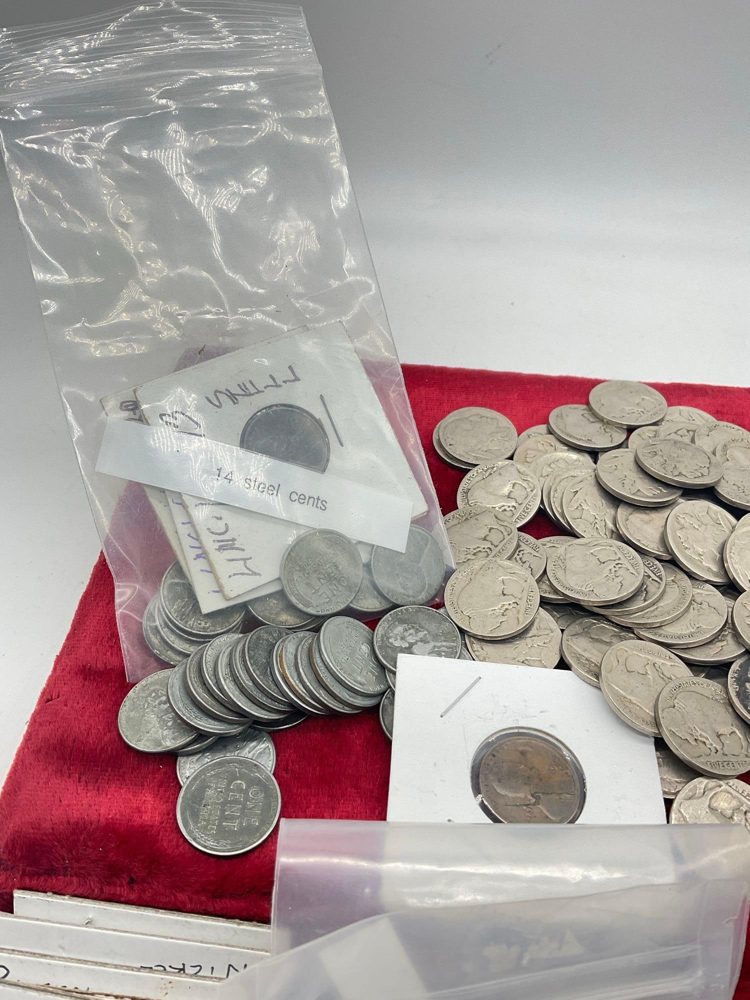 Approx.110 Buffalo Nickels, 16 x Eisenhower Dollars, 23x Indian Head Pennies 17 Victory Nickels - 5