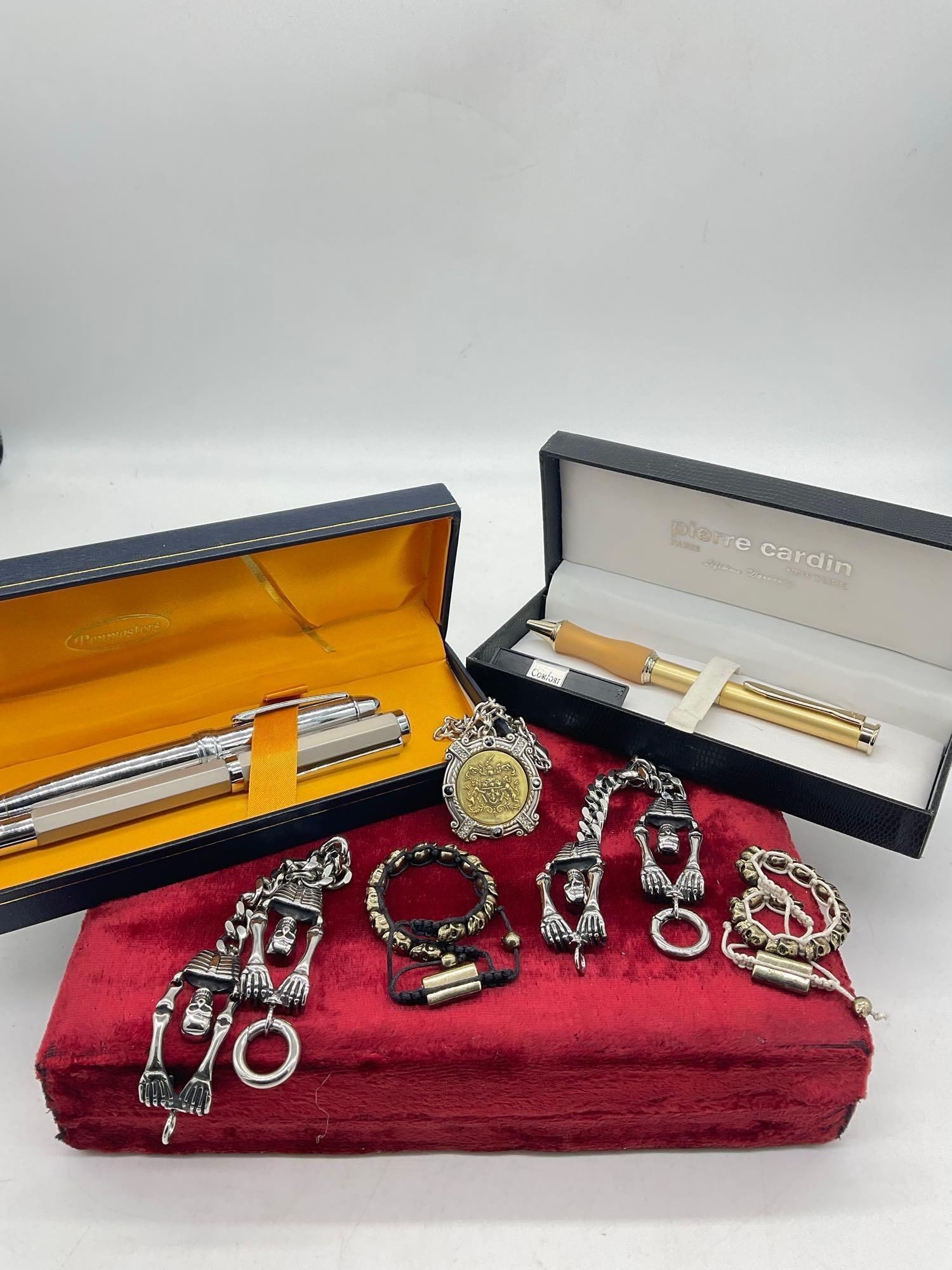 Brighton Necklace Virtue Series "Valor above all" W/ Swarovski crystals Plus More see deception: C-5010 2x Skeleton Key chain , Skull bracelet Combos like New with box 2 Set of Pens Penmasters & Pierre Cardin w/ box
