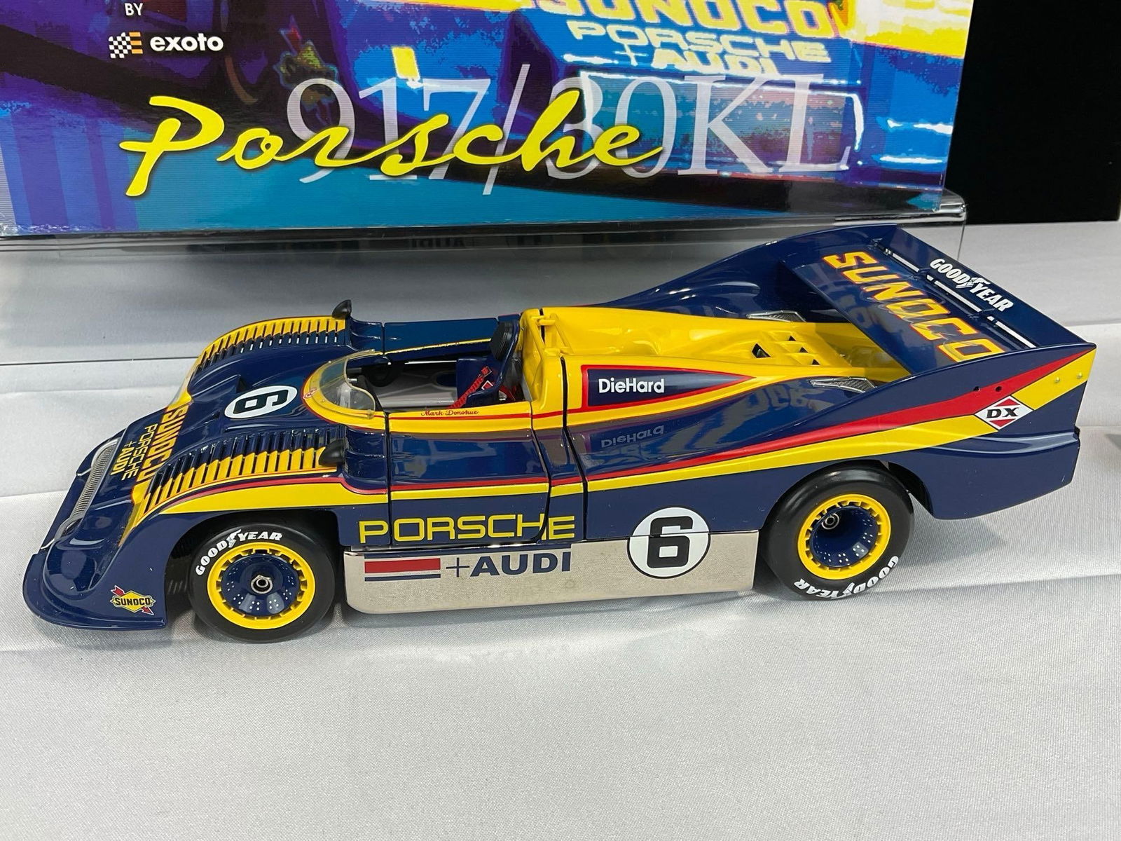 Exoto 1975 Porsche 917/30 #6 Sunoco 1/18 Scale Diecast Car Model orig box, Signed by Roger Penske - 6