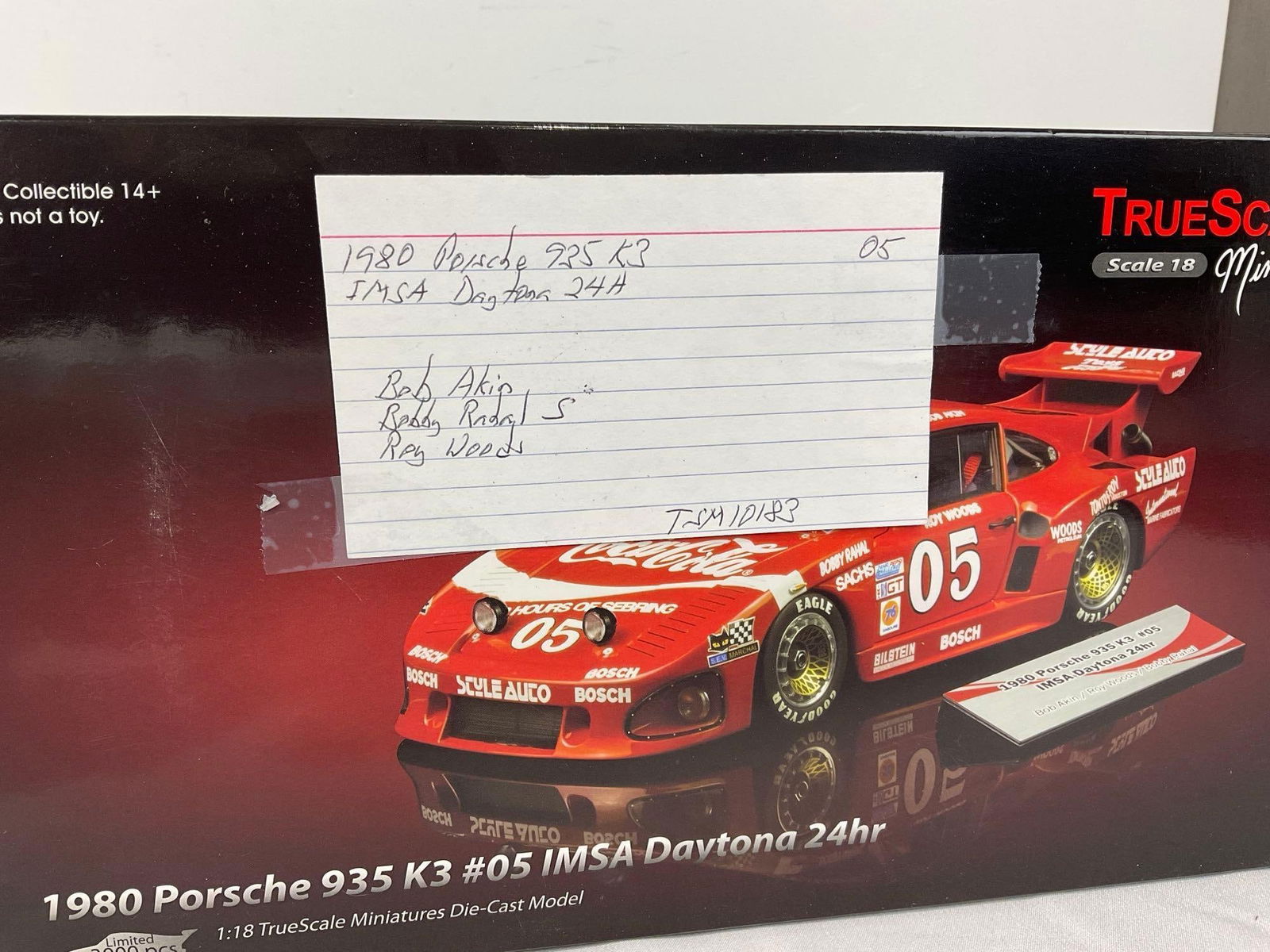 TrueScale 1980 Porsche 935 3 IMSA Daytona 24H, Signed by Bobby Radal, 1/18 Scale Diecast Car Model - 11