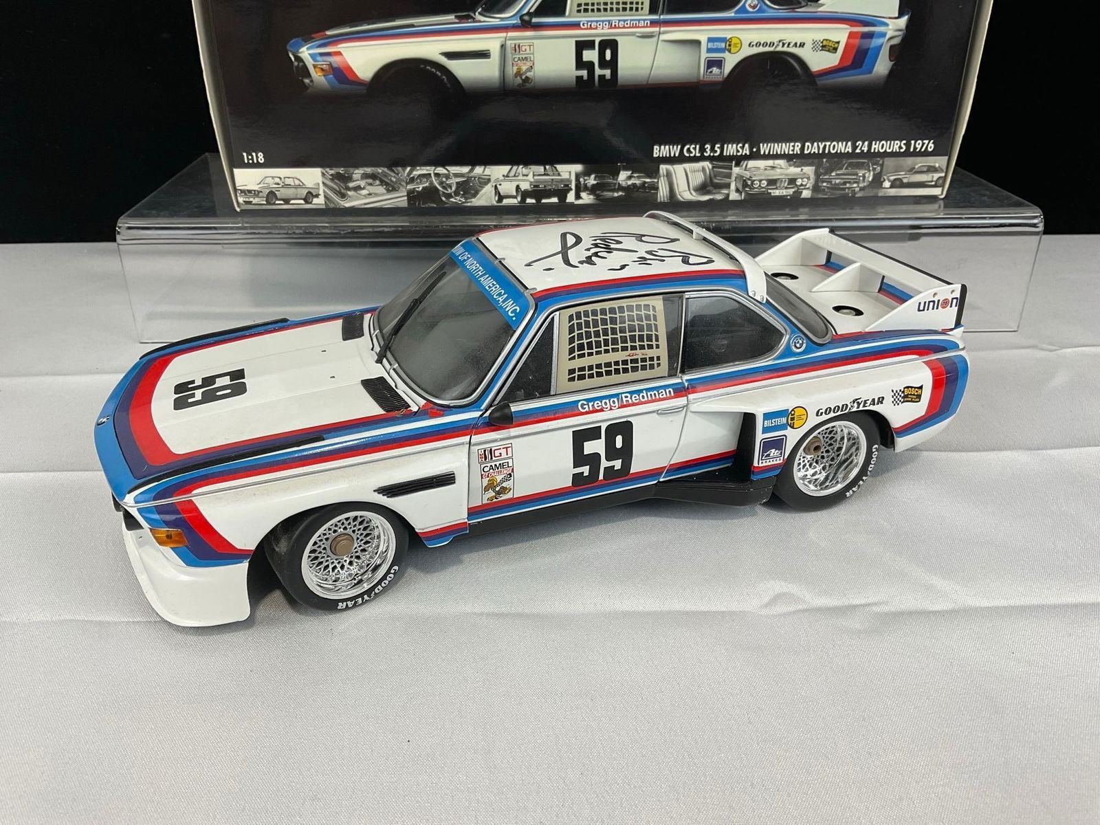 Minichamps 1976 BMW CSL 3.5 Daytona Signed by Brian Redman, 1/18 Scale Diecast Car Model orig box - 5