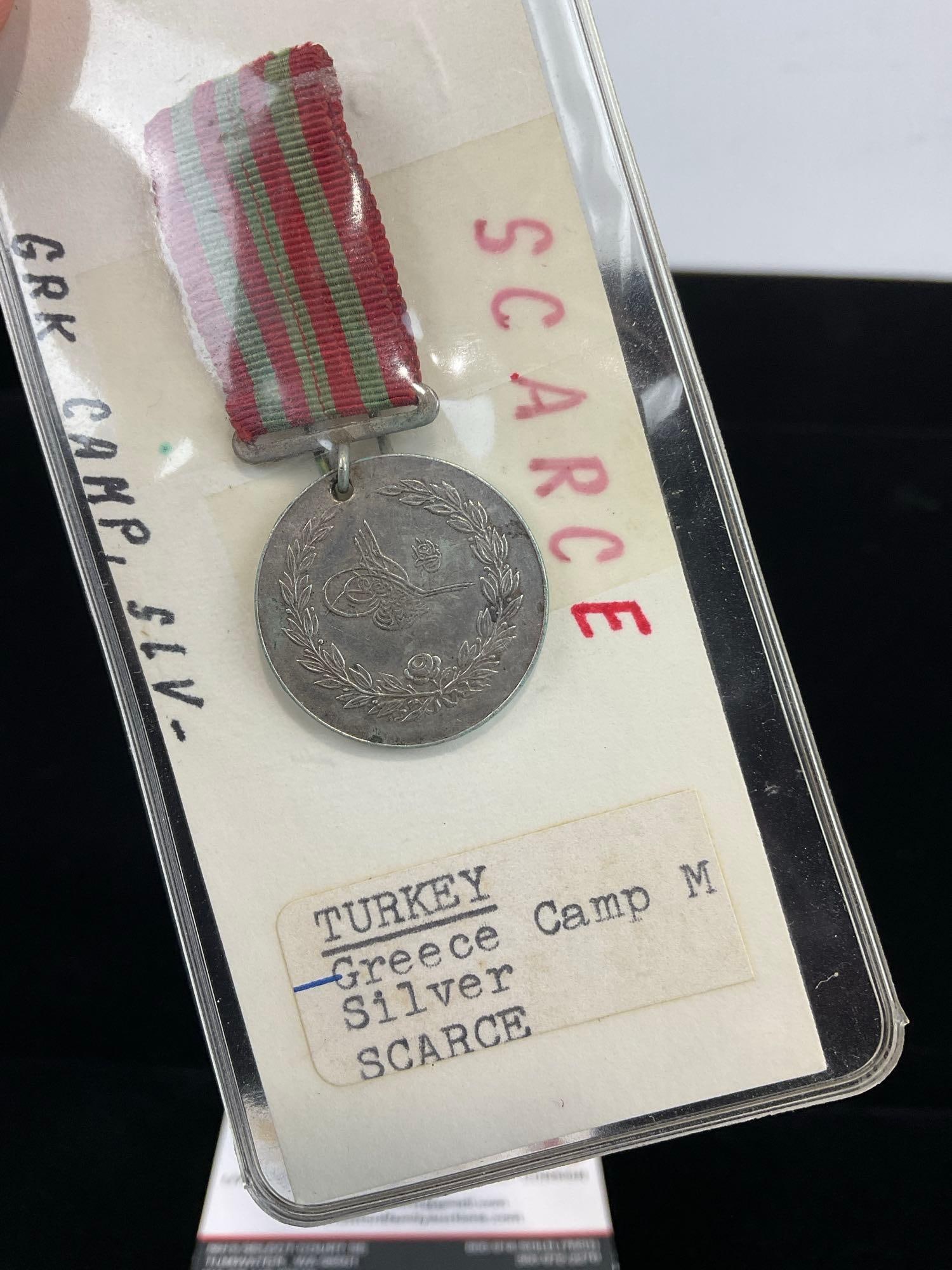 Antique 1897 Ottoman Empire Greek War Campaign Medal, Silver, Scarce - 2