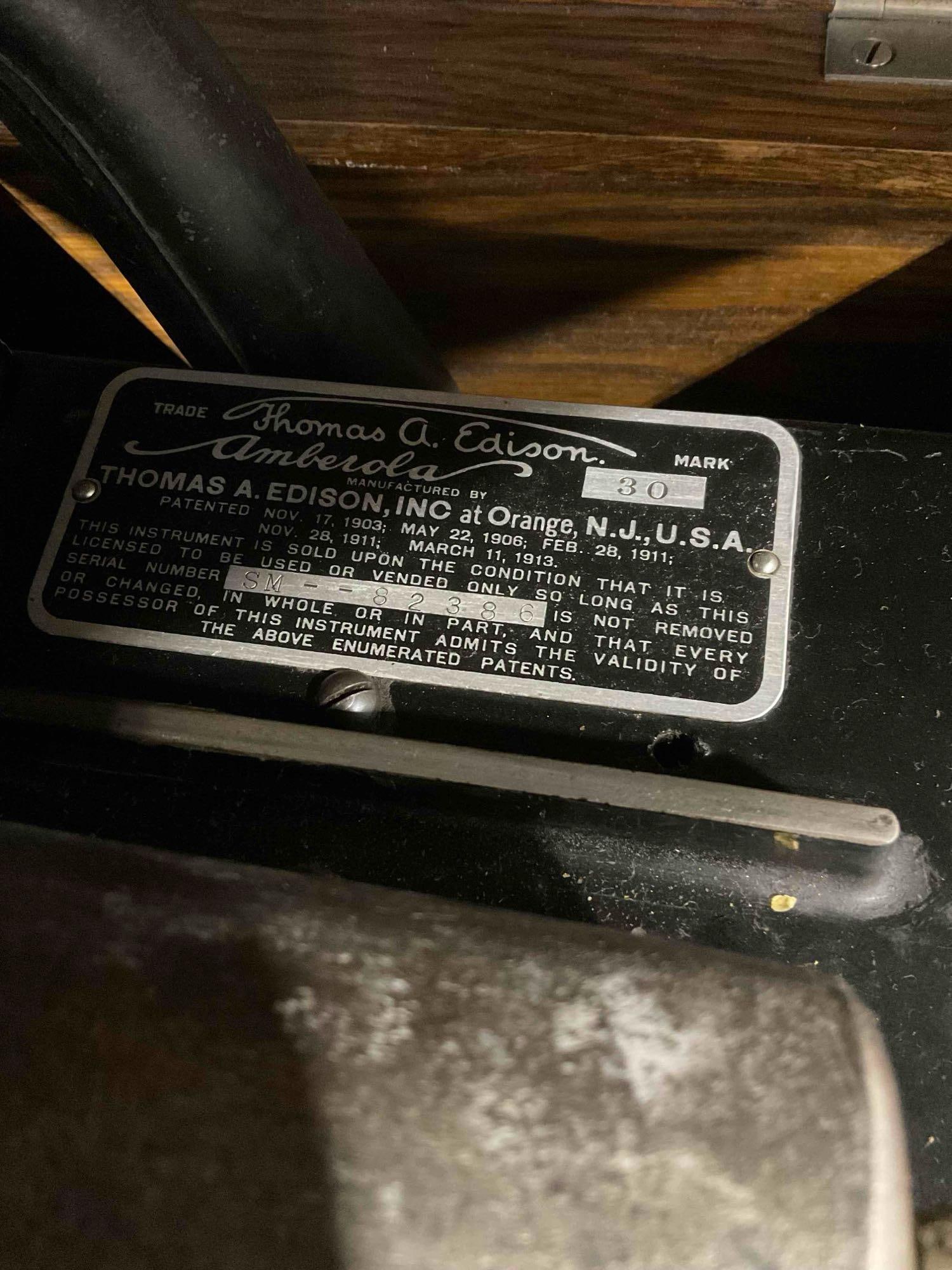 Antique Thomas Edison Cylinder Phonograph Amberola Model 30. Very Good Condition. See pics. - 4