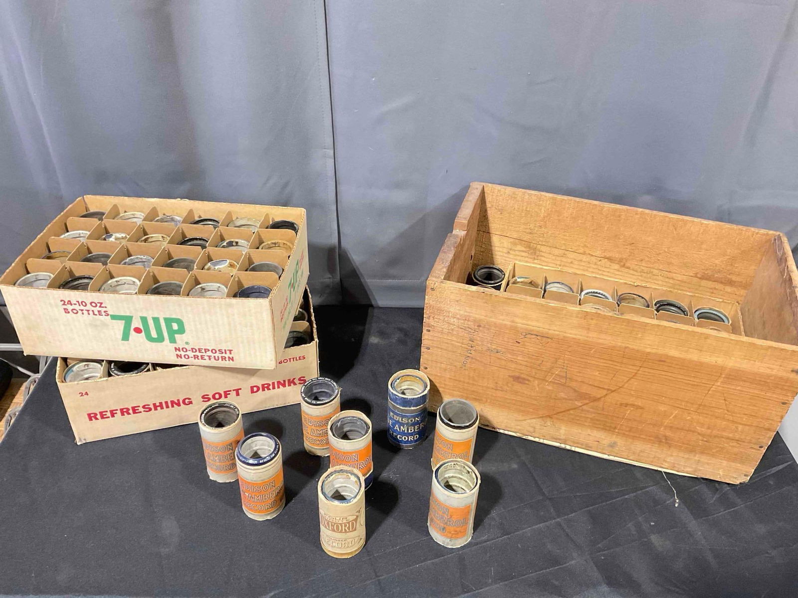 75+ pcs Antique Phonograph Cylinder Record Rolls, incl. Edison Blue Amberol & Oxford. See pics. (1 of 8)