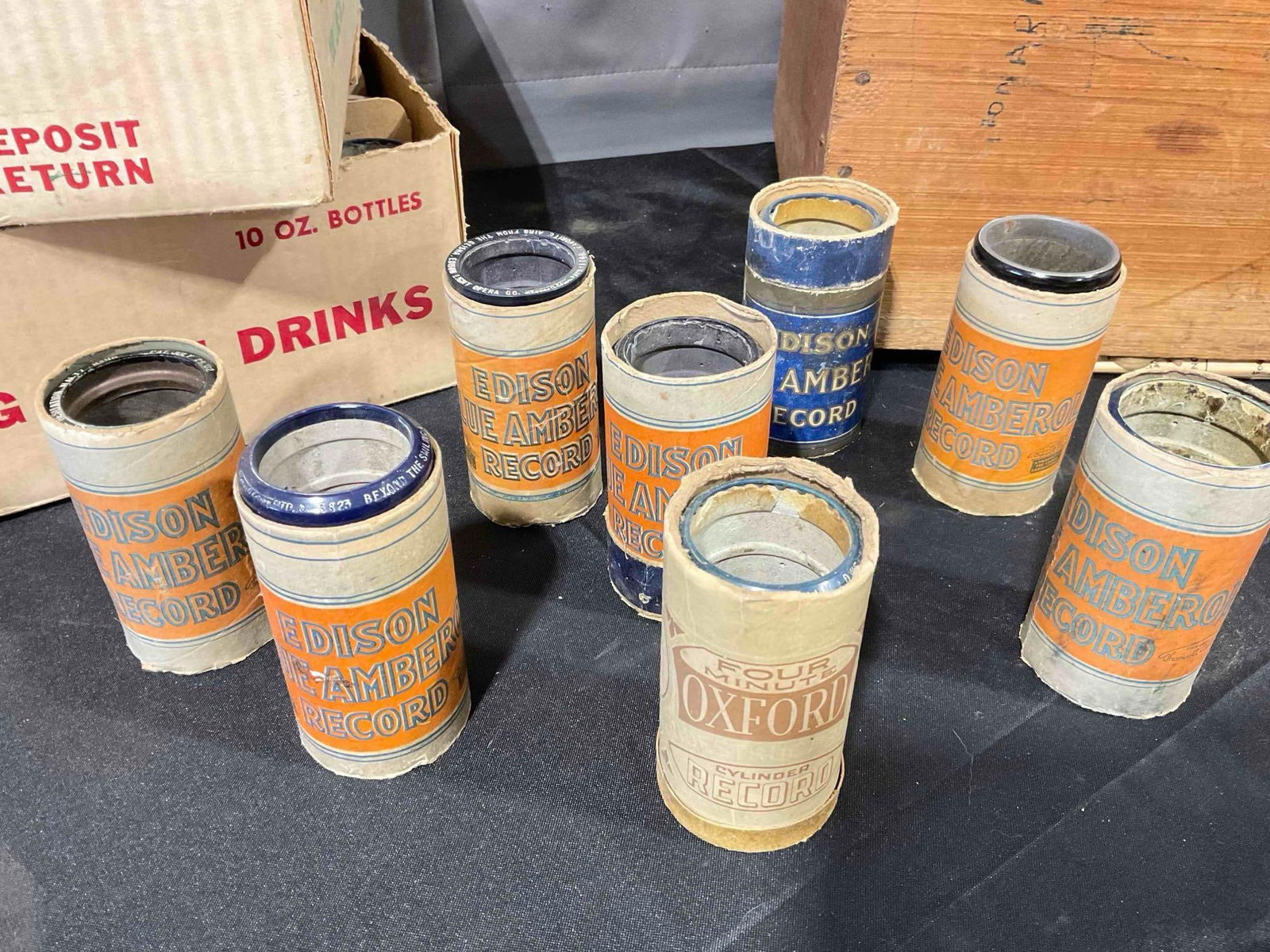 75+ pcs Antique Phonograph Cylinder Record Rolls, incl. Edison Blue Amberol & Oxford. See pics. - 2