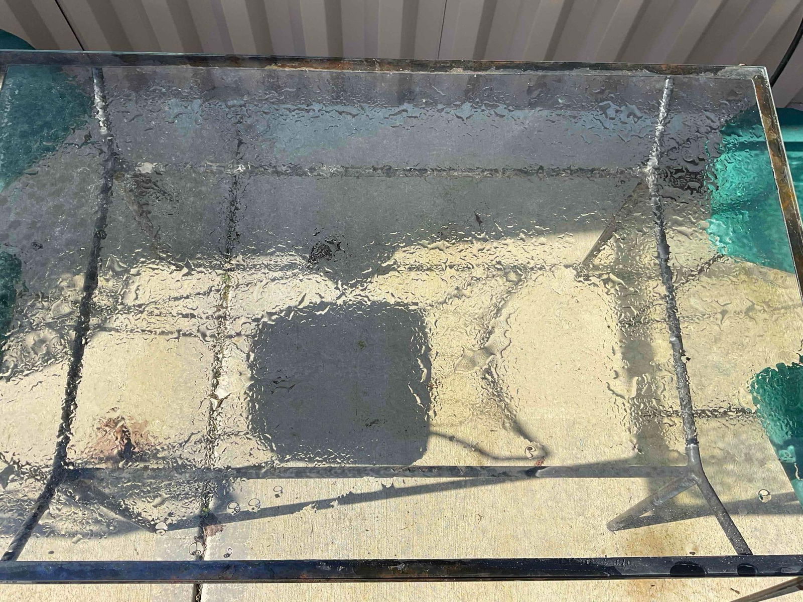 5 pcs Black Metal Patio Set, w/ 1x Glass Topped Table & 4 Chairs w/ Vinyl Seats. Good Condition. - 6