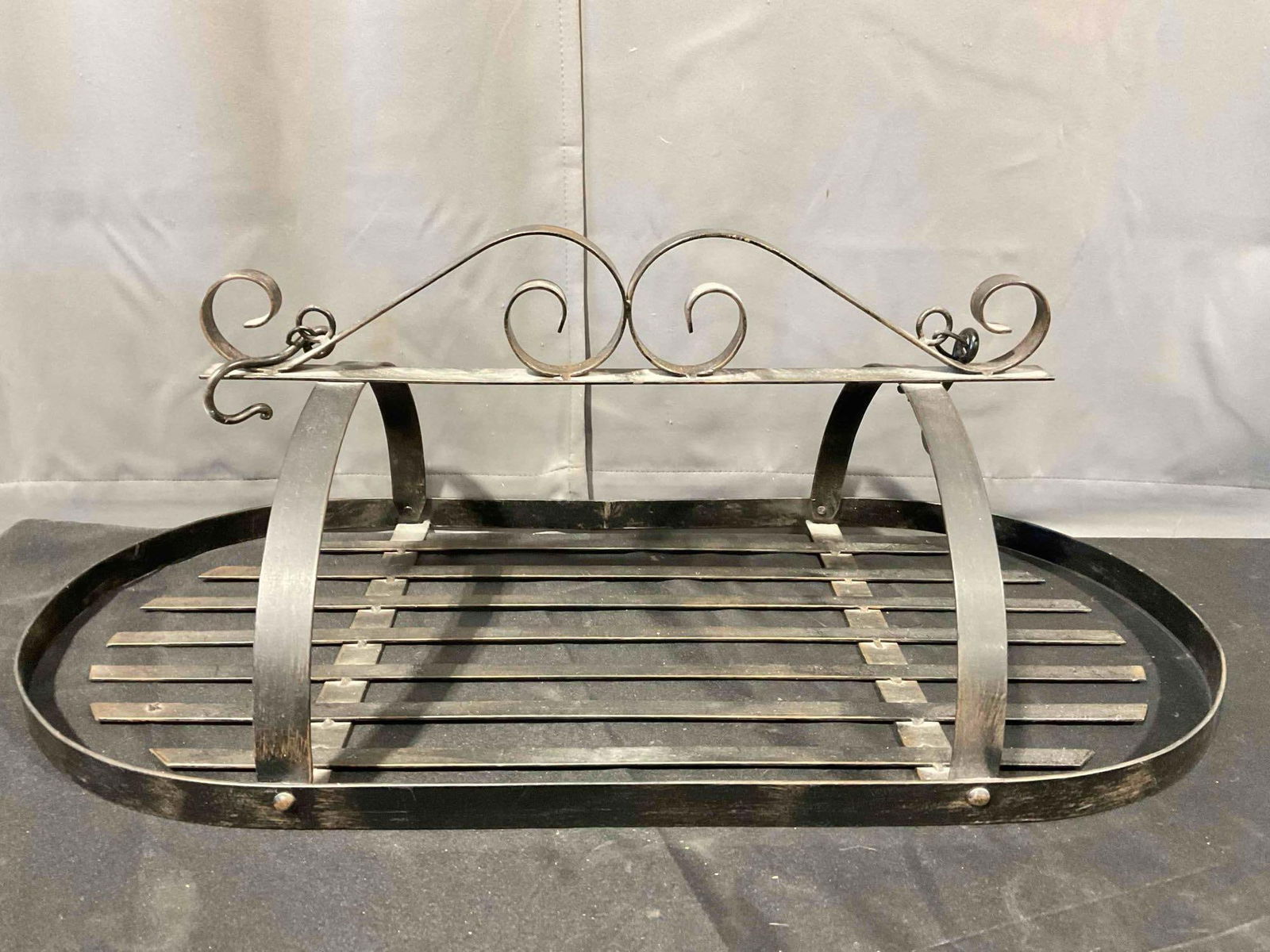 Black Painted Metal Hanging Pot Rack. Measures 33" x 16" x 12" Very Good Condition. See pics. - 5
