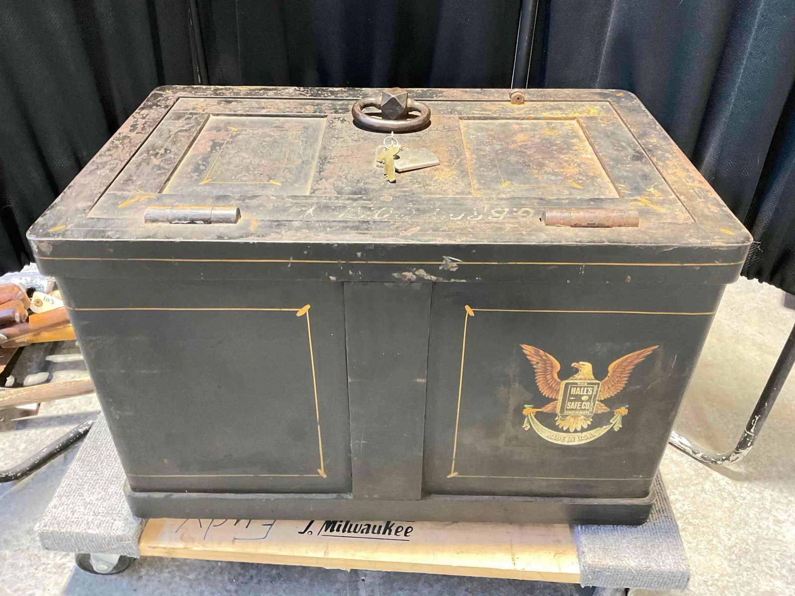 Antique Norris Safe & Lock Co. Solid Metal Lockbox Safe w/ Keys. Very Good Condition. See pics. - 5