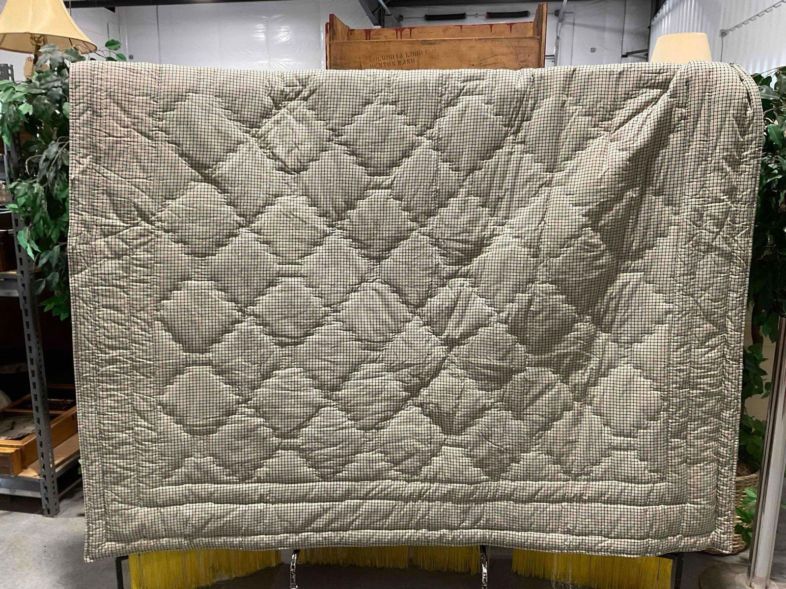 Vintage Multicolor Cotton Machine Quilted Blanket Bedspread. Excellent Condition. See pics. - 4