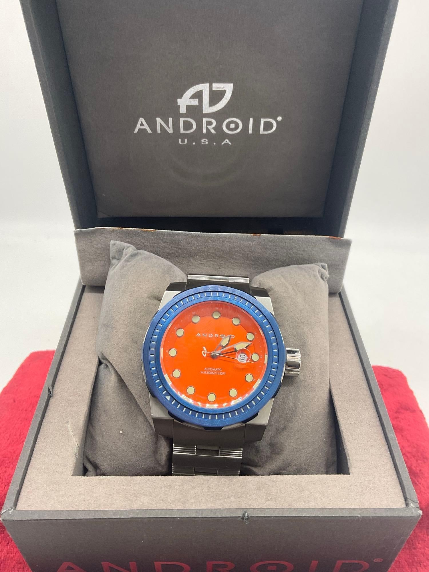 Men's Diver Chronograph Automatic Android Seagull ad645- ty2806 500m 21J Limited edition 178/888: c-5280 Rare Orange Face Like New In box.Wrist Watch is in running condition 