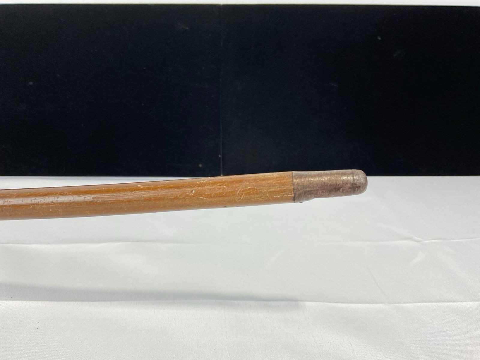 Vintage Antler Handled Walking Stick w/ Nickel Silver Collar, 36h x 7w x 3d inches - 4