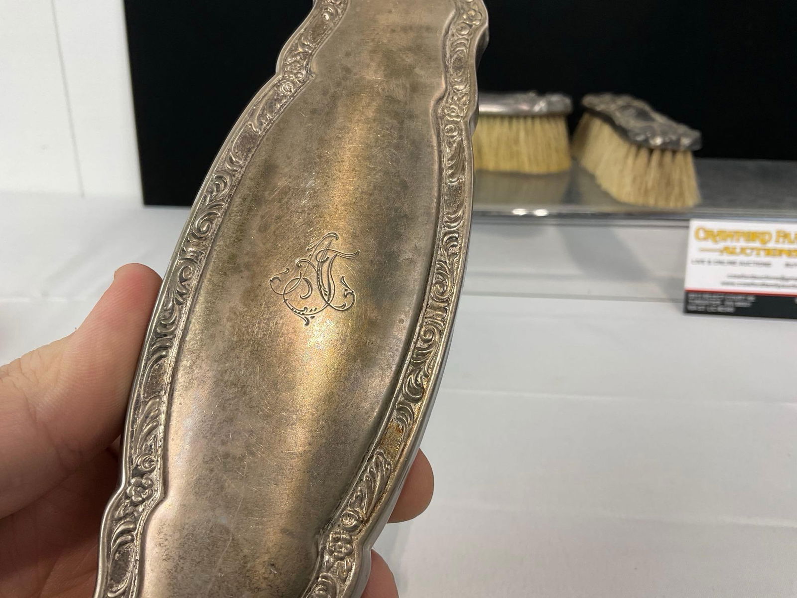 5 Silver Plated Hollowware pieces, 2 Vanity Mirrors & 3 Brushes, Quad Plate, Victor Silver Co & m... - 11