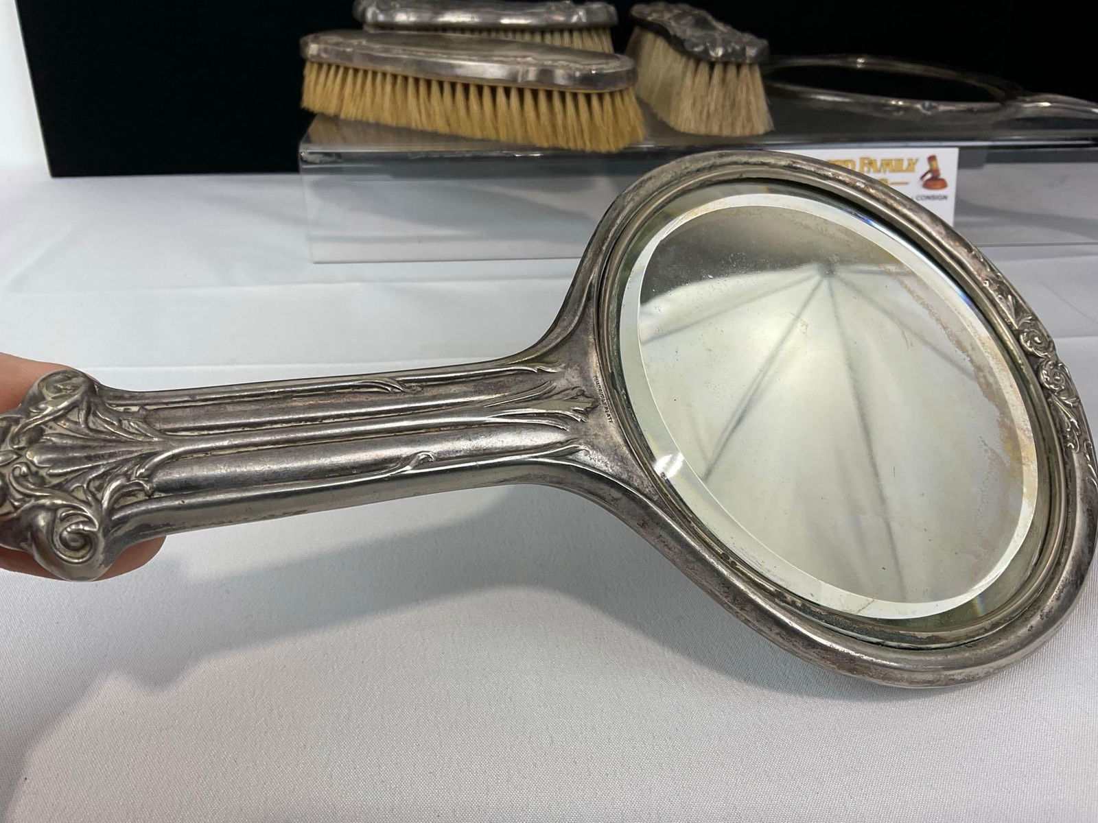 5 Silver Plated Hollowware pieces, 2 Vanity Mirrors & 3 Brushes, Quad Plate, Victor Silver Co & m... - 3