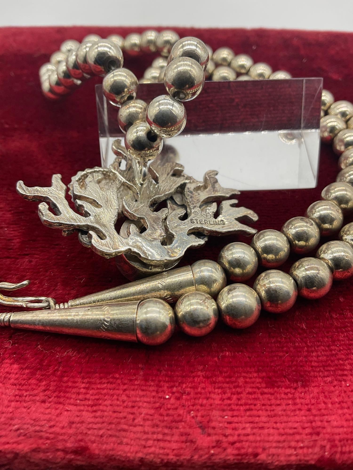 Amazing sterling silver Carol Felley Aquatic motif blue topaz statement necklace - 4