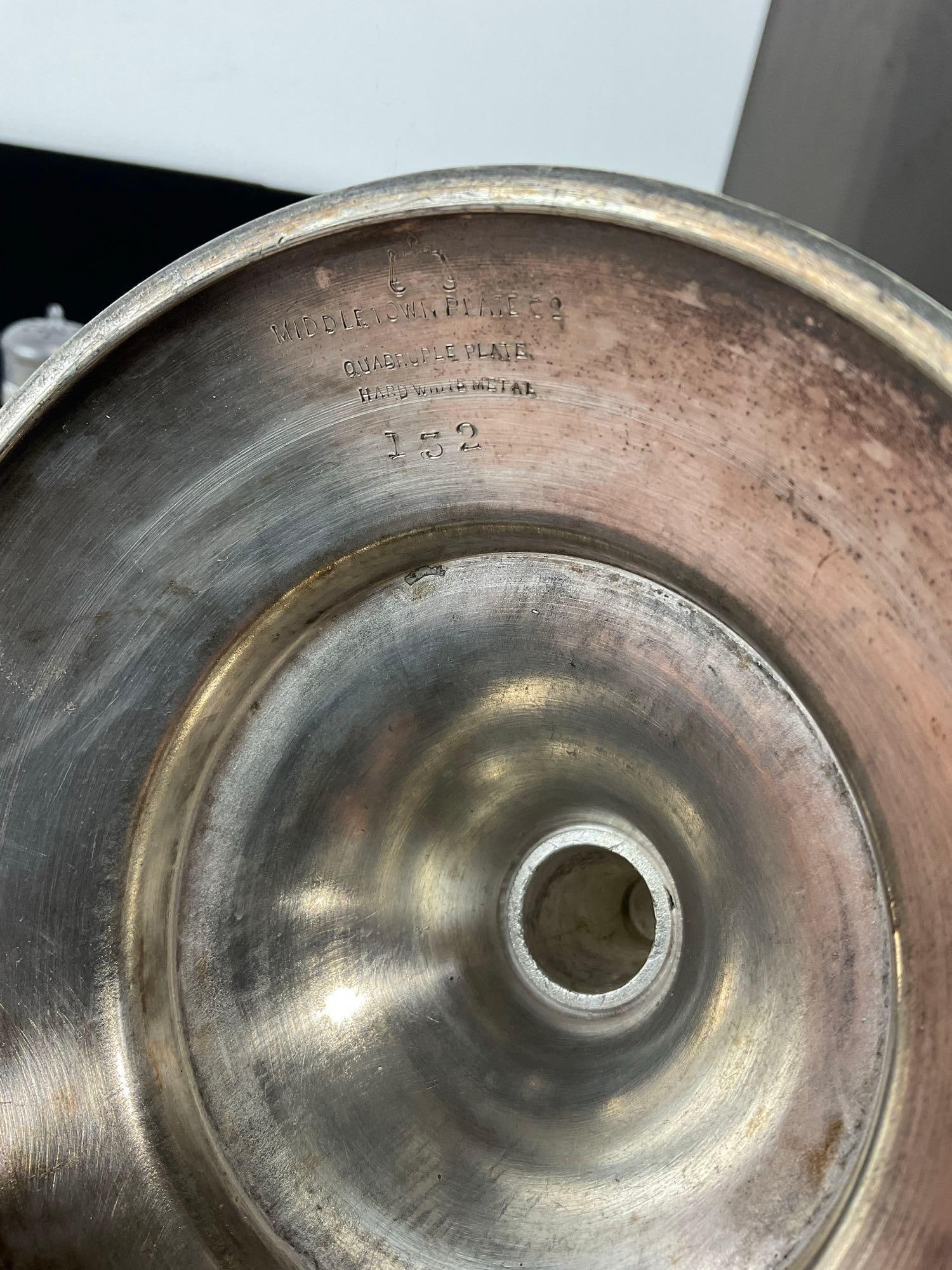 Vintage Middletown Plate Co Quadruple Plate Cruet Set, 3 Tall Shakers, 1 Screw Top Lid & 1 w/Stop... - 5