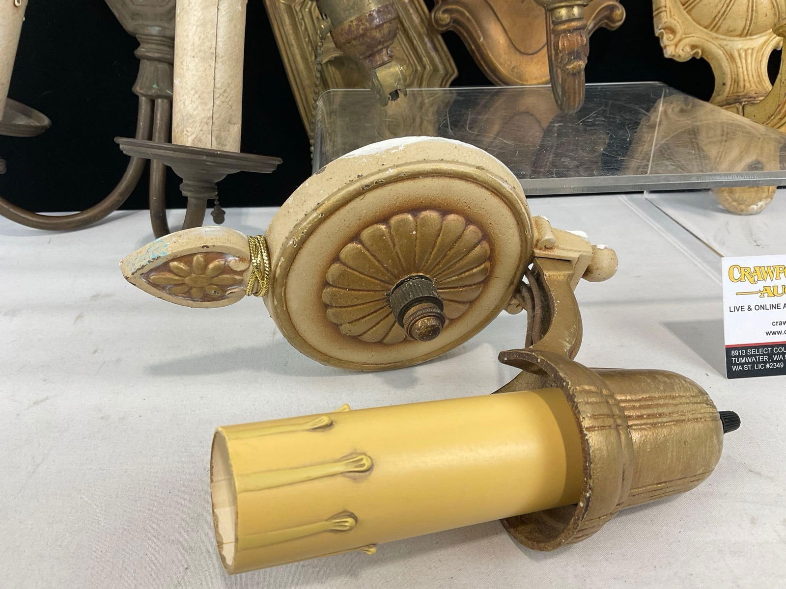 Collection of Vintage Cast Metal Electric Wall Sconces, Double piece, 4 single pieces - 4