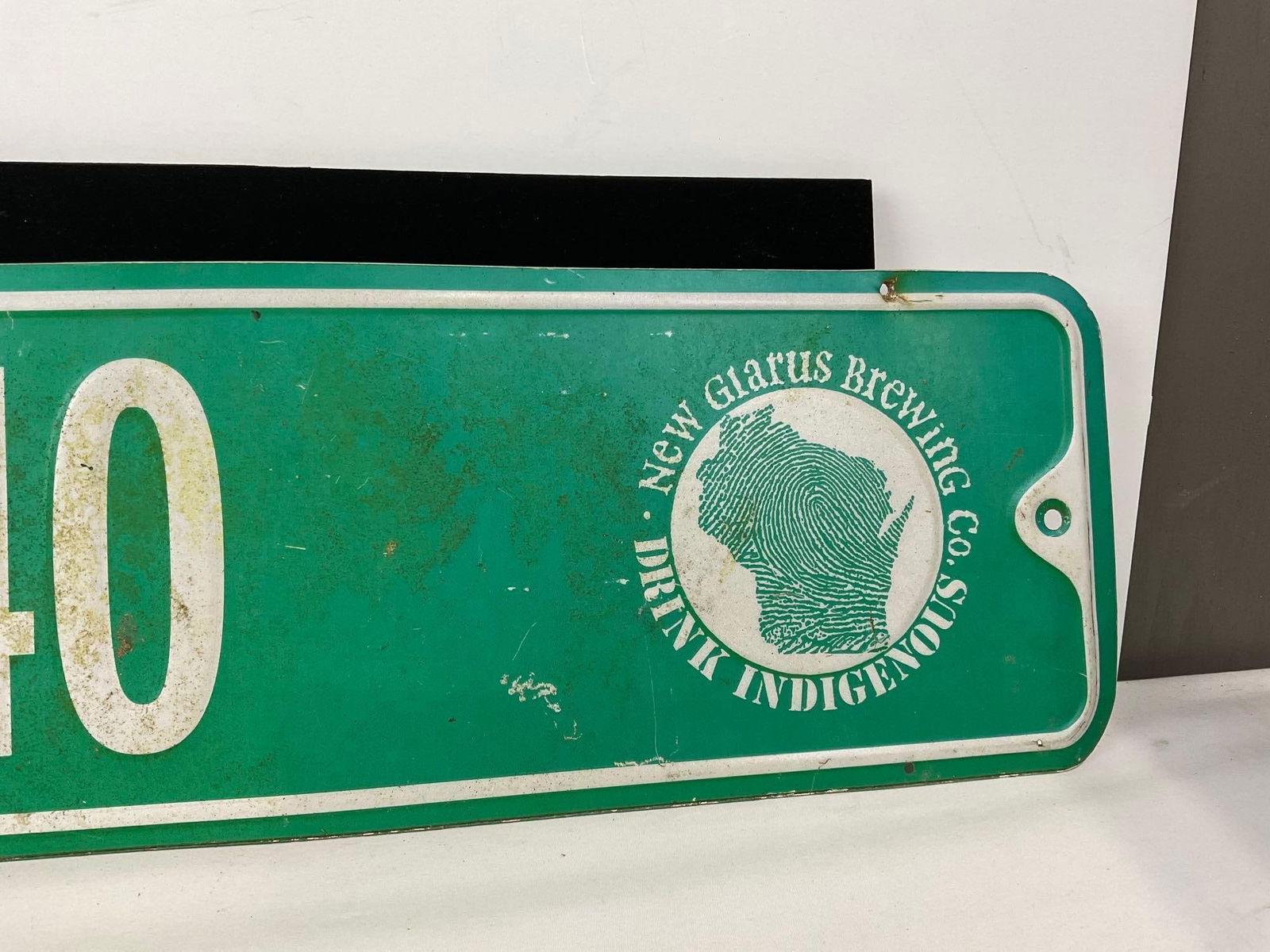 New Glarus Brewing Co. Back 40 Street Sign style piece, Wisconsin Beer company, 8x 35 inches - 3