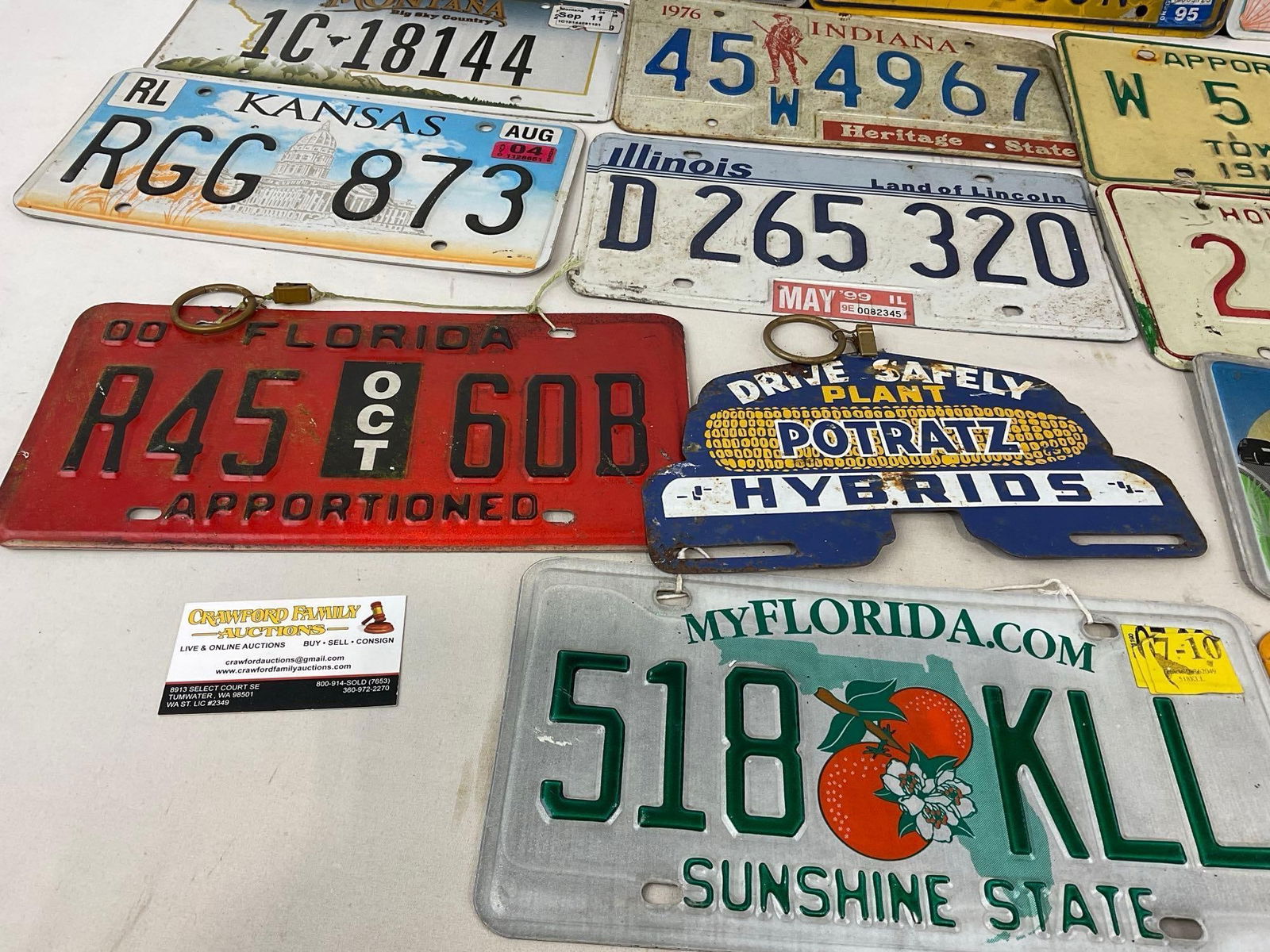 Set of License Plates from Many States, 18 pieces, Mostly from 1970s-2000s, Florida, NY, OR, IN, IL - 3