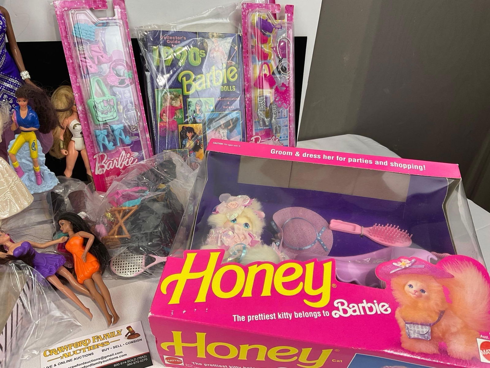 Asst Barbie pieces, Happy Holidays 1998 Barbie, & Honey, Collection of Shoes, Clothes w/Blister P... - 4