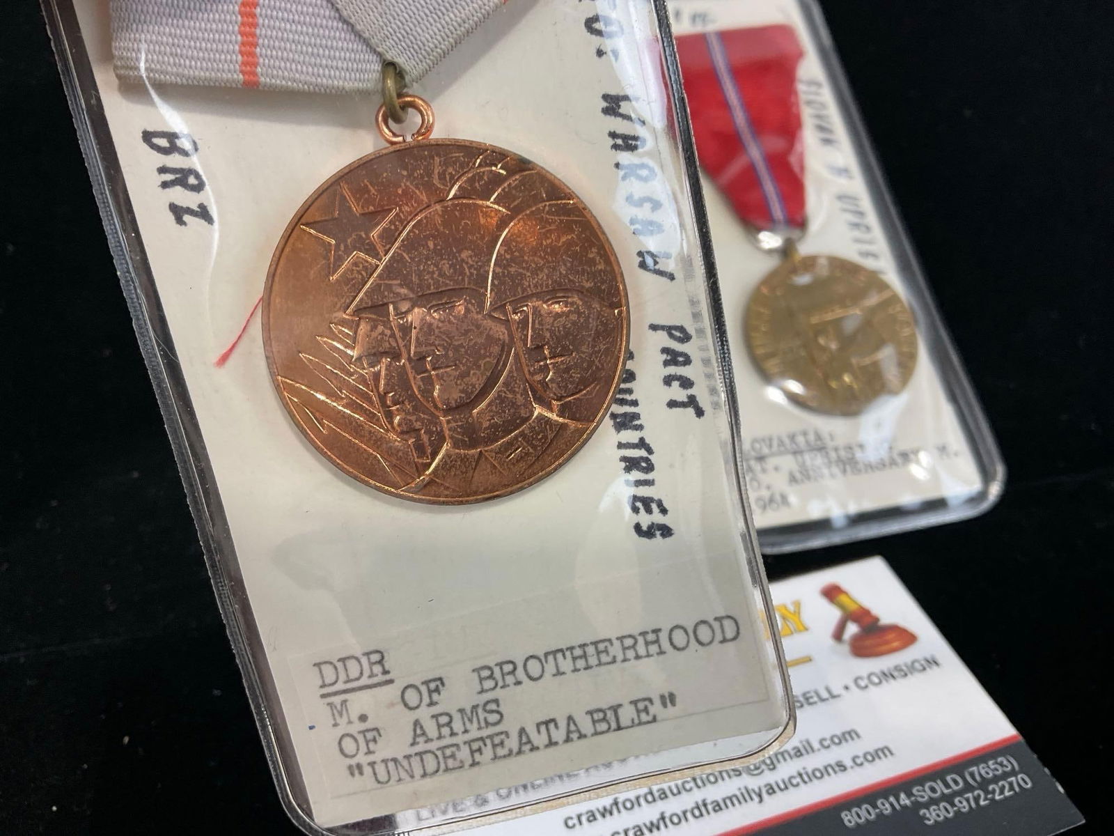 2 Medals, GDR Brotherhood of Arms, Slovak Nat. Uprising 20th anni 1964 & Soviet-GDR Friendship Ba... - 3