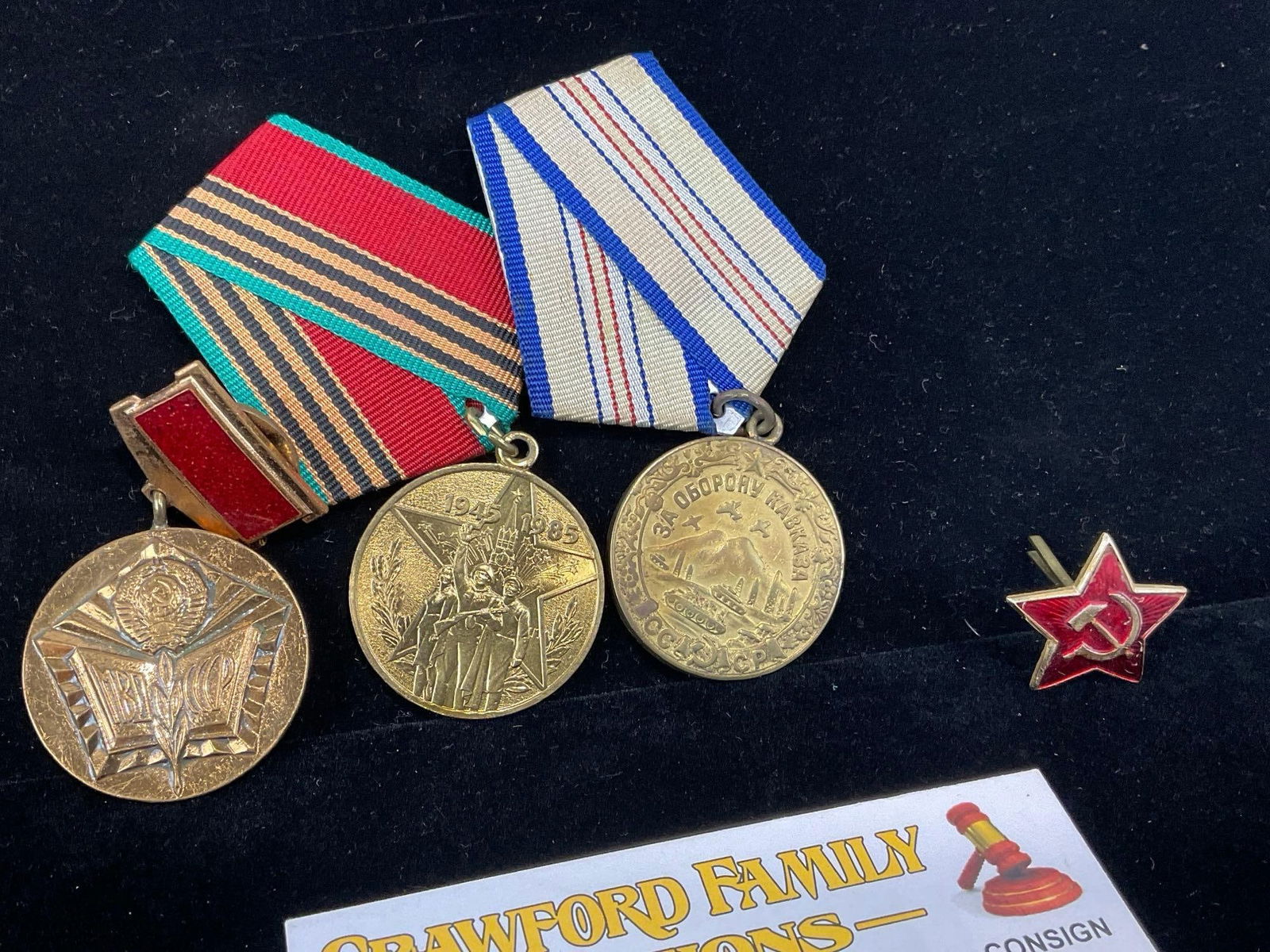 3 USSR Medals, Excellent Propagandist of the MVD, 40 yr Anni. WW2 Victory & Defense of the Caucas... - 2