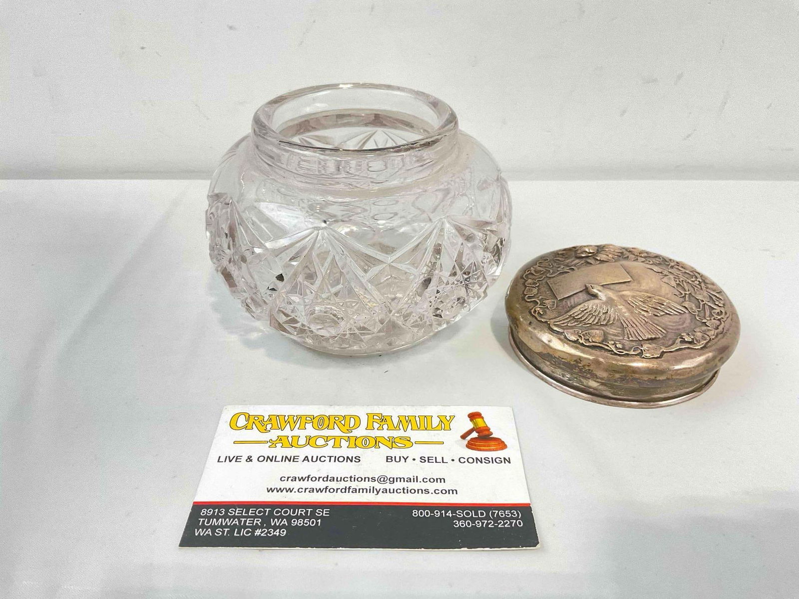 Beautiful Antique Glass Dresser Jar w/ Sterling Silver Lid & Purple Hue. Excellent Condition. - 6