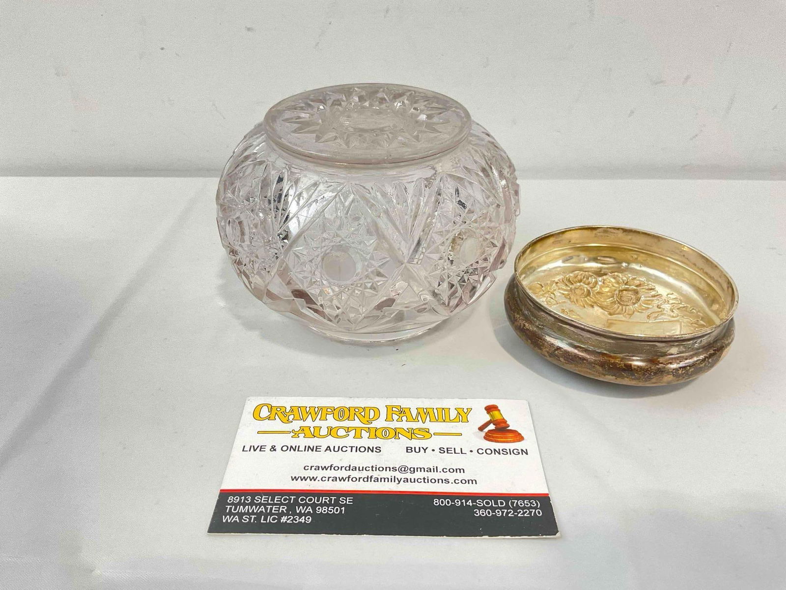 Beautiful Antique Glass Dresser Jar w/ Sterling Silver Lid & Purple Hue. Excellent Condition. - 7