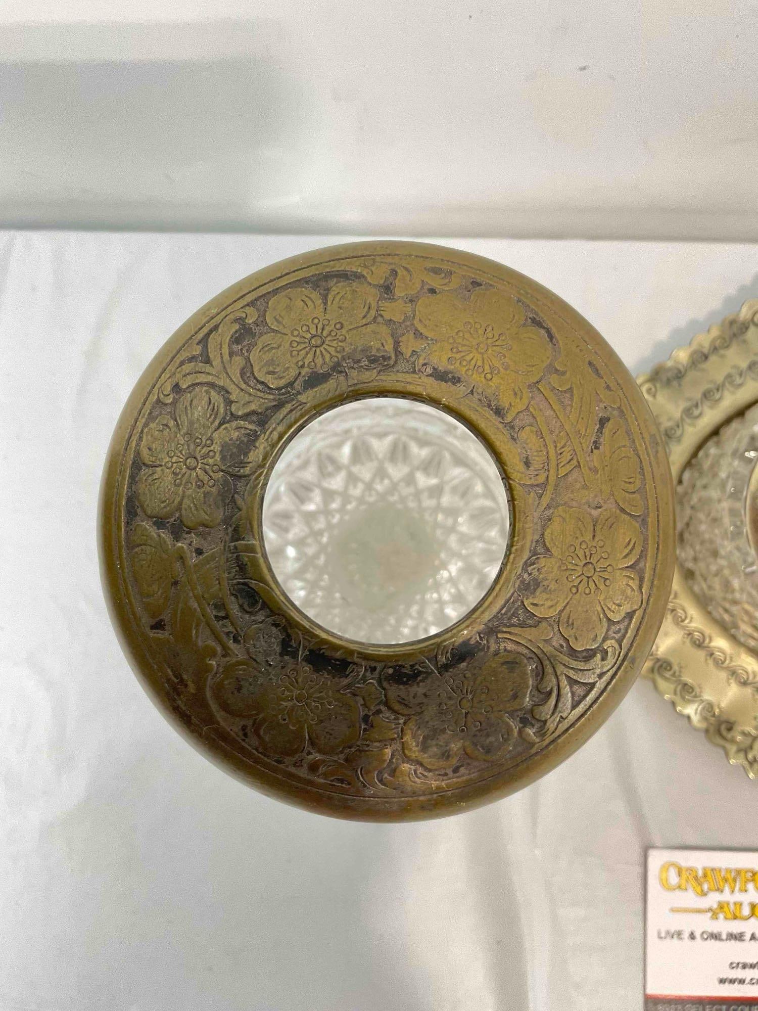 2 pcs Antique Cut Glass Dresser Boxes w/ Metal Lids. Very Good Condition. See pics. - 4