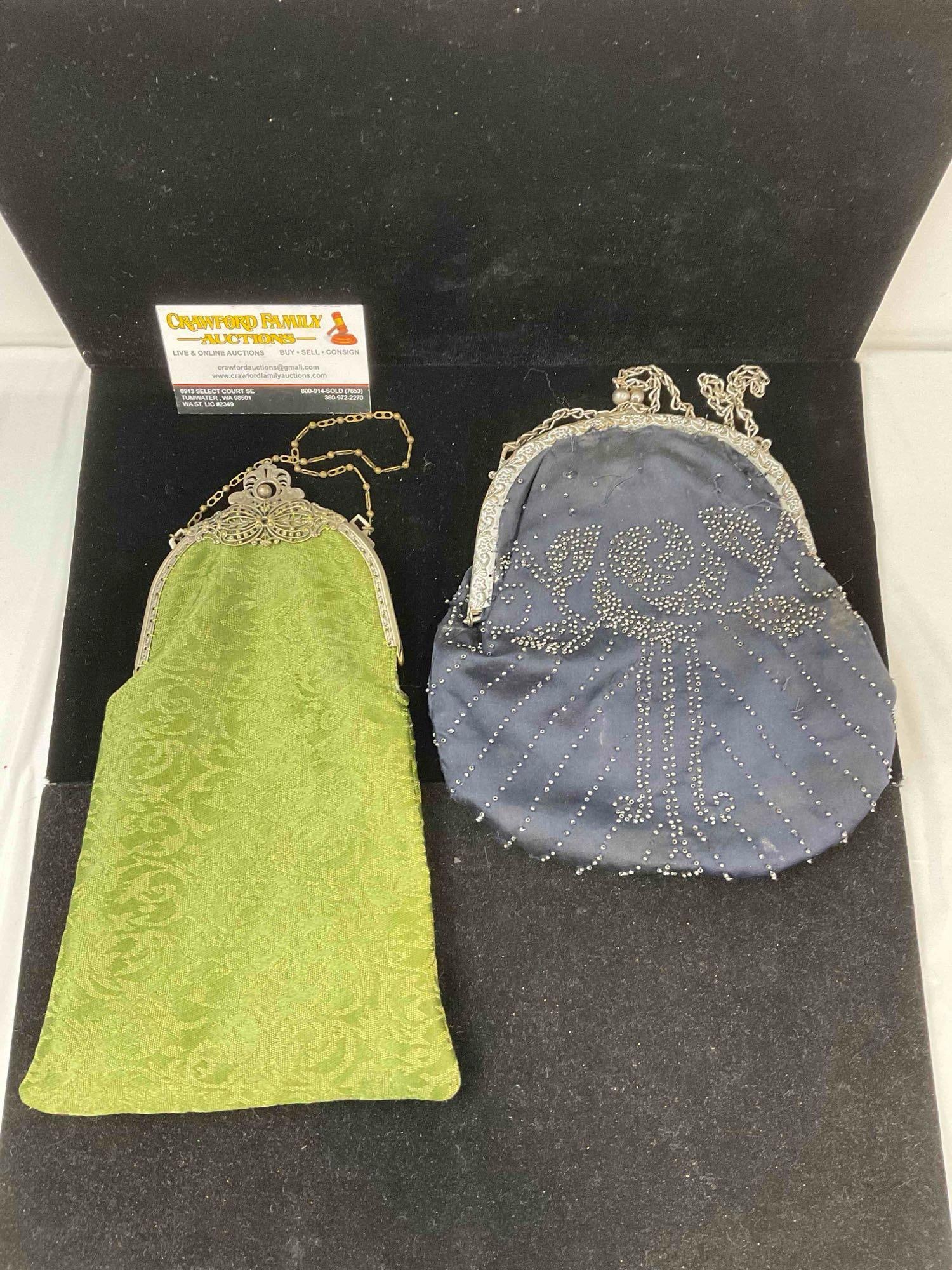 2 pcs Vintage Ladies Evening Bags, incl. 1x Steel Cut Beaded Purse w/ Inner Wallet. See pics. (1 of 8)