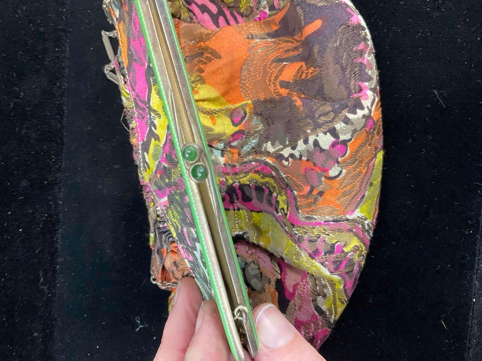 2 pcs Vintage Colorful Ladies Evening Purses Made w/ Antique Frames, incl. 1x Enameled. - 5