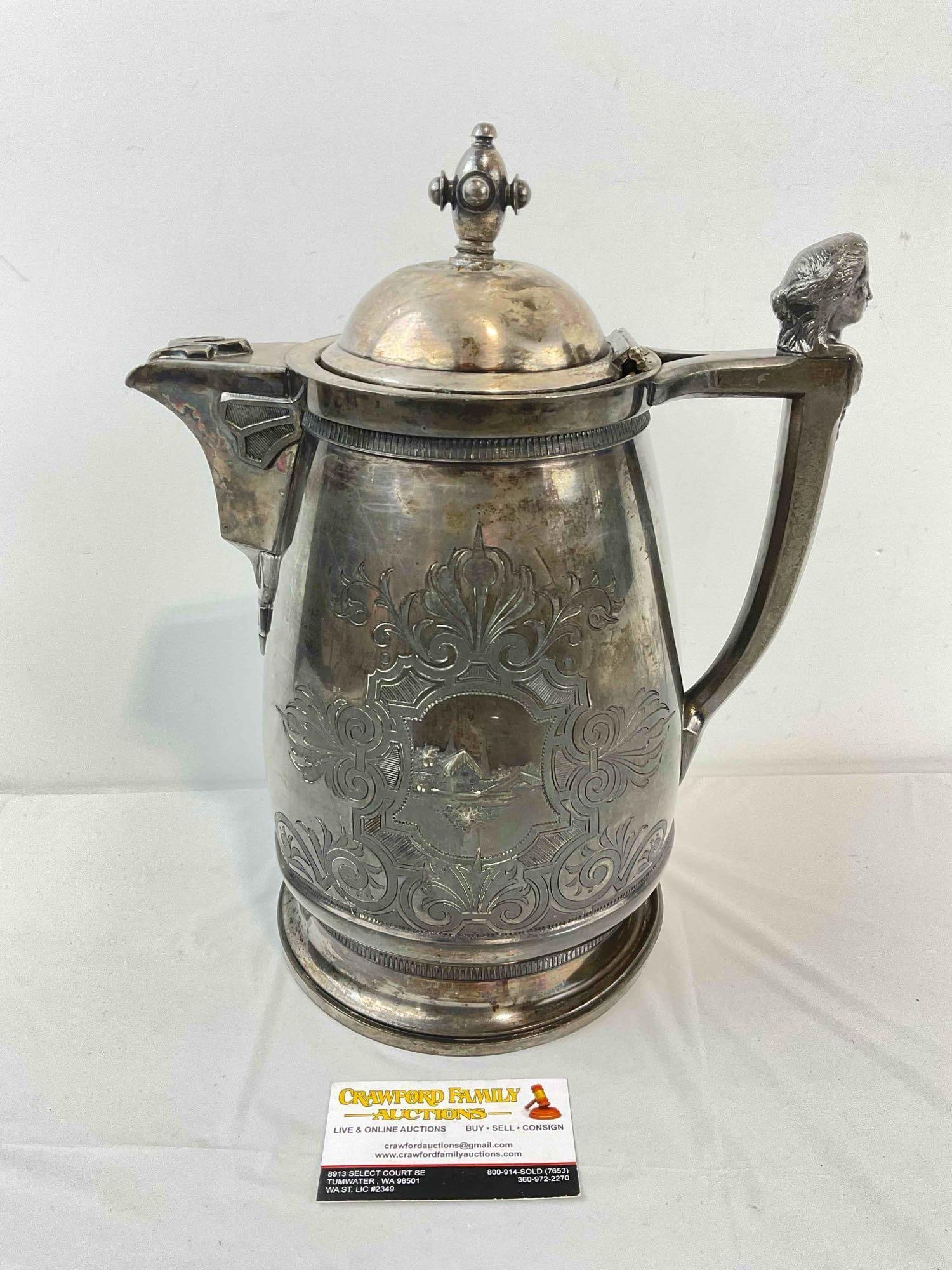 Vintage Simpson Hall Millers Silver Plated Water Pitcher Carafe. Very Good Condition. See pics. (1 of 9)