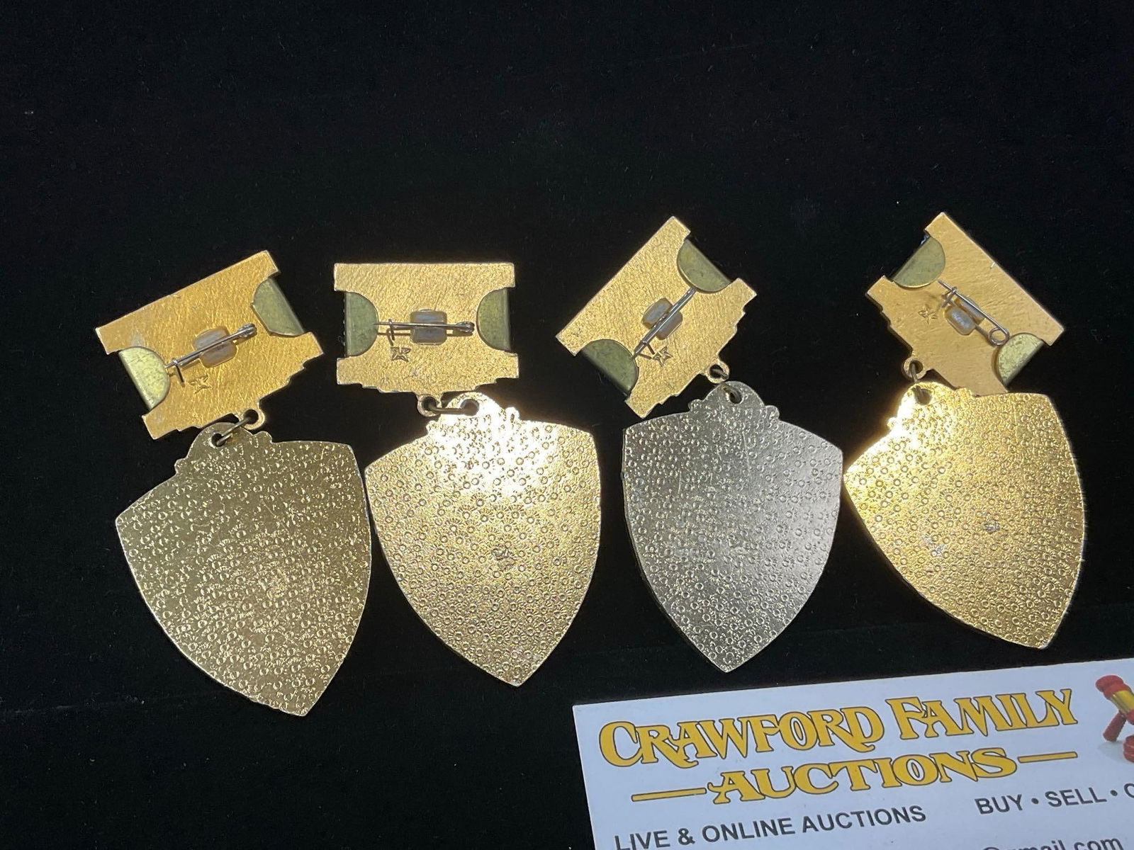 4 Soviet Navy Badges for Combat Minesweeping, 3 silver class & 1 gold class, blue ribbons - 3