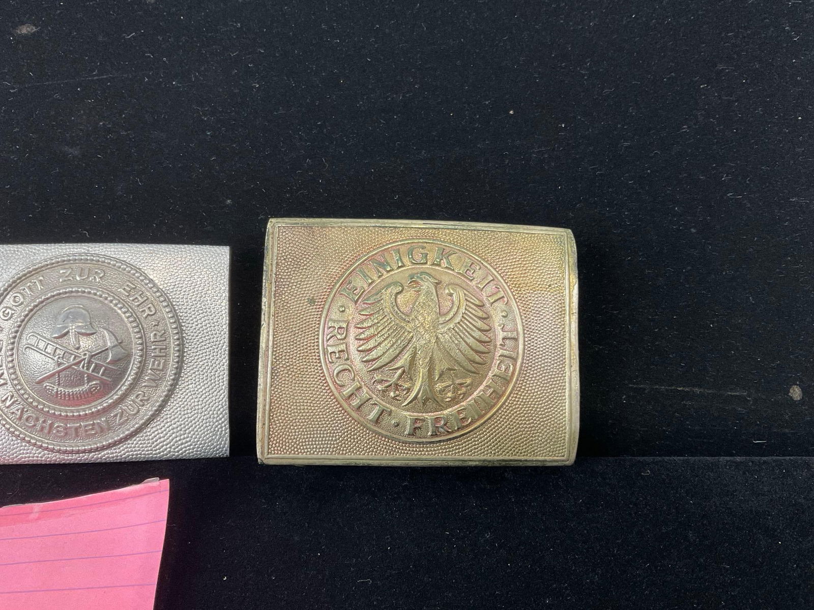 2 Pre-War & 1 Post-War German Firefighters Belt Buckle, Brass & Nickel - 2