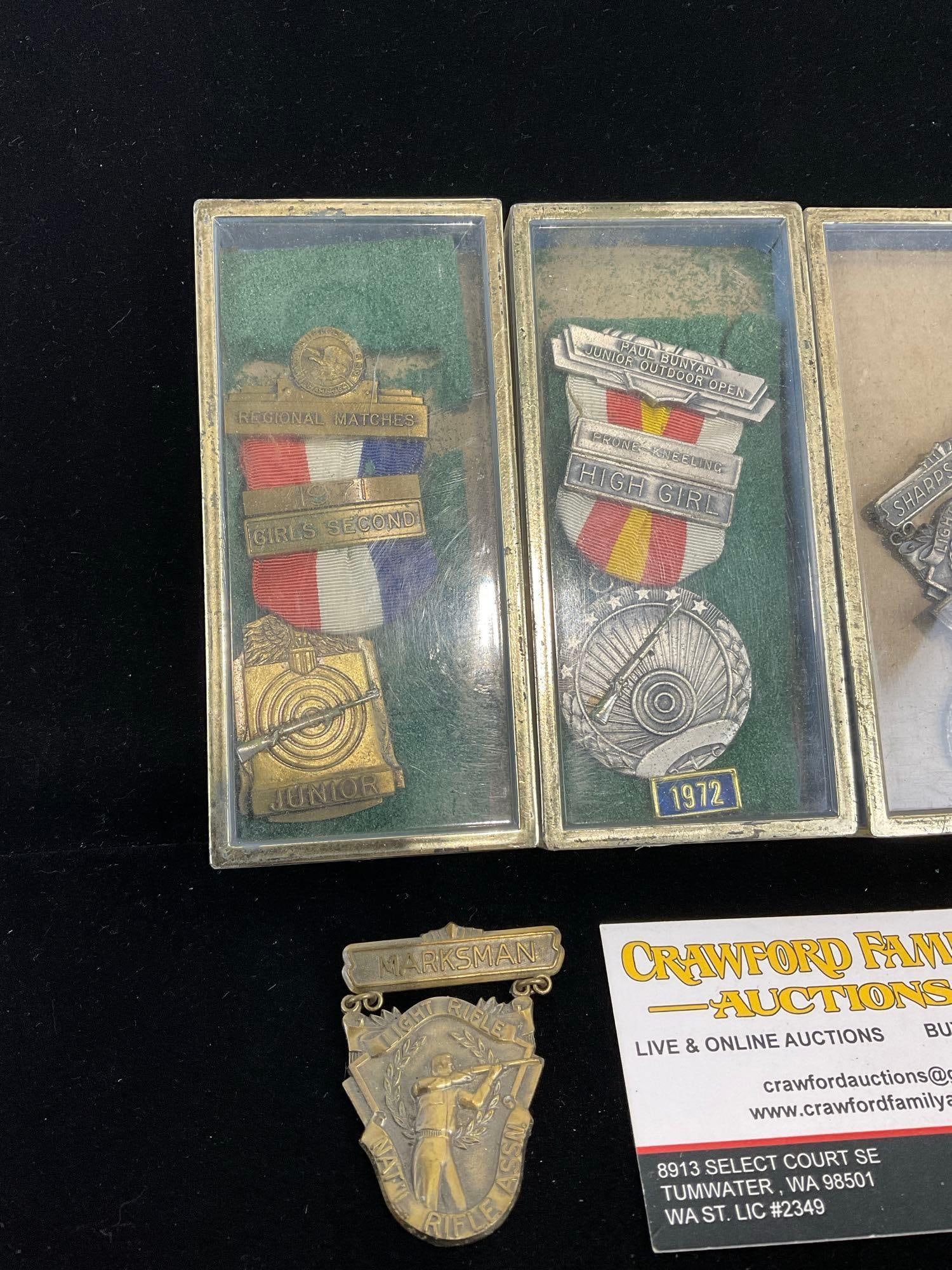 8 Vintage Marksman Awards, Girls, Paul Bunyan Junior, NRA 50 FT Award - 2