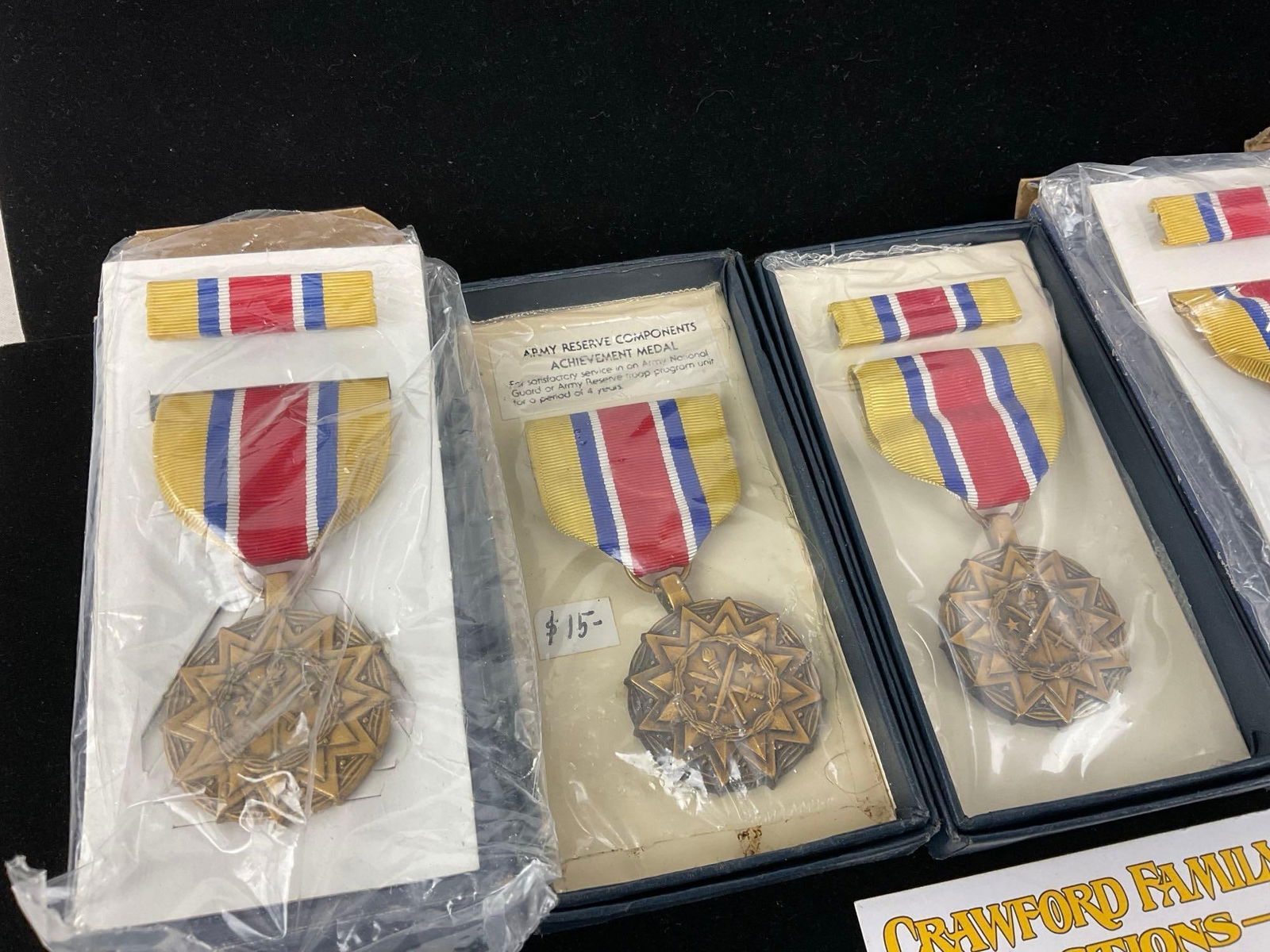 5 Army Reserve Components Achievement Arcam Medals, Yellow/Blue/Red Ribbons - 2