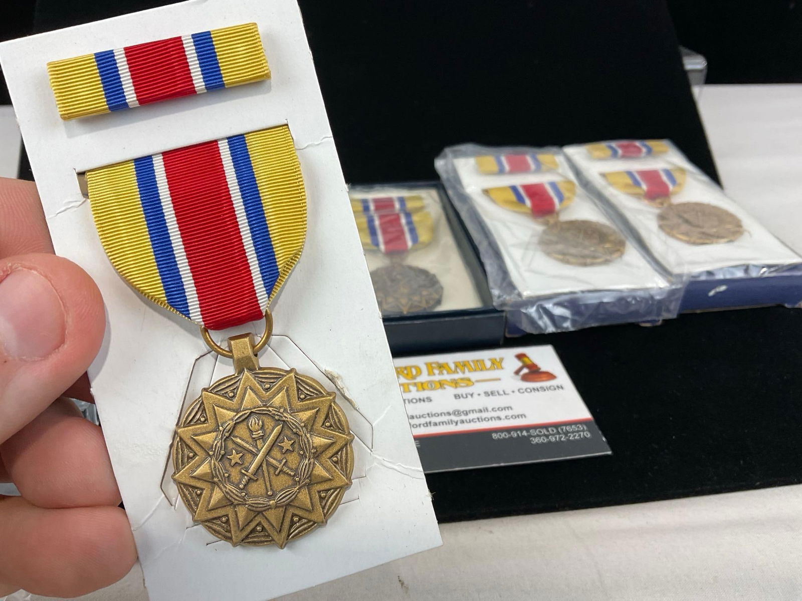 5 Army Reserve Components Achievement Arcam Medals, Yellow/Blue/Red Ribbons - 4