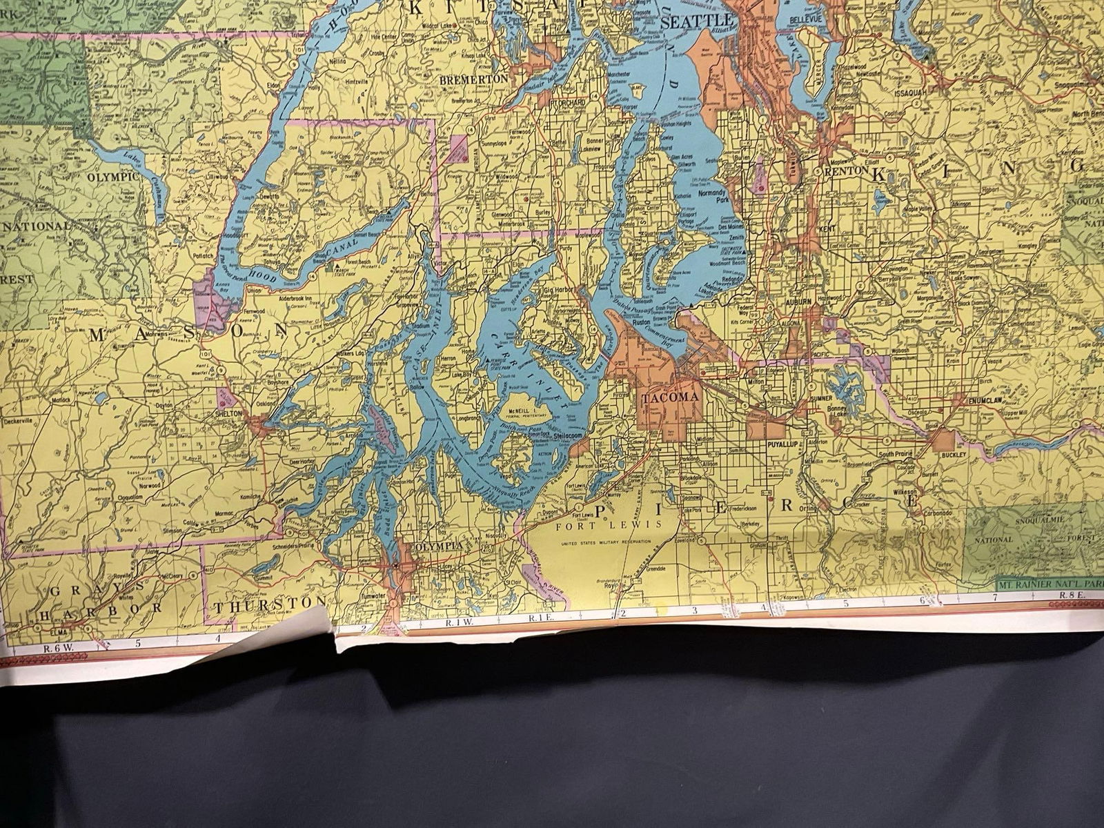 Vintage Knoll Map Co. Puget Sound Country Washington Map, 35h x 23w inches - 4