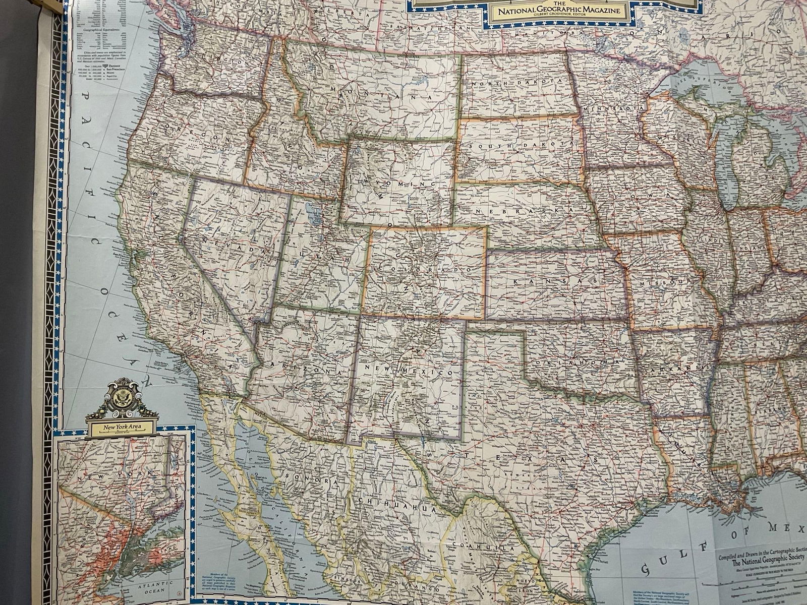 Vintage 1951 Map of the United States of America, The National Geographic Magazine, approx 60 x 30 - 5
