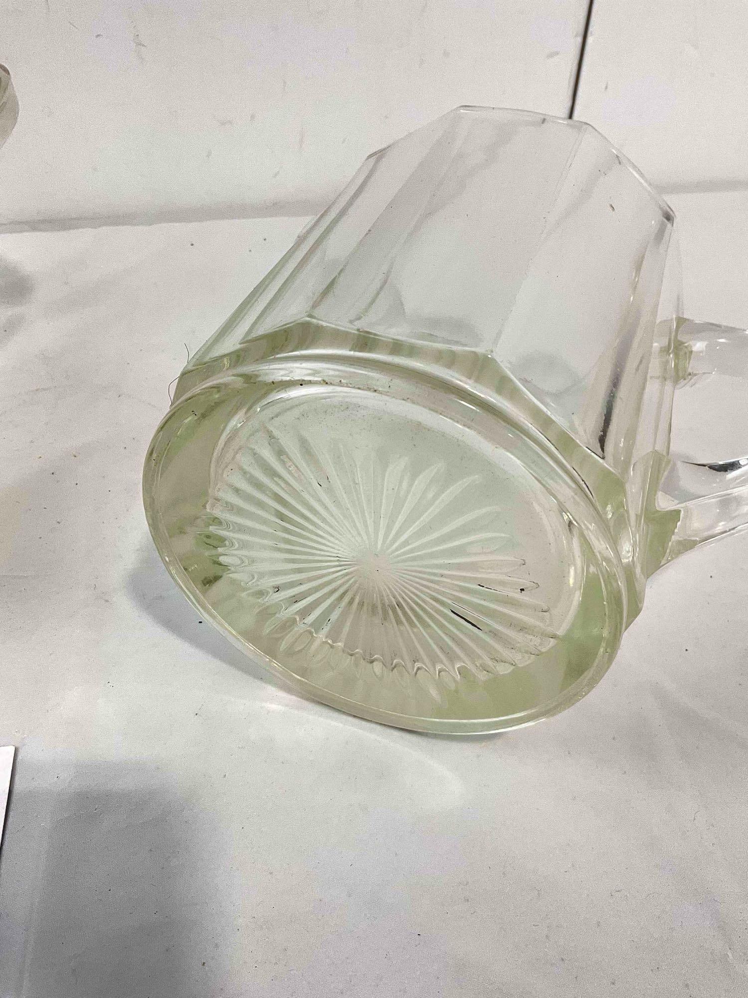 4 pcs Vintage Clear Glass Water Pitchers. Very Good Condition. Measures 8" x 5" x 8" see pics. - 9