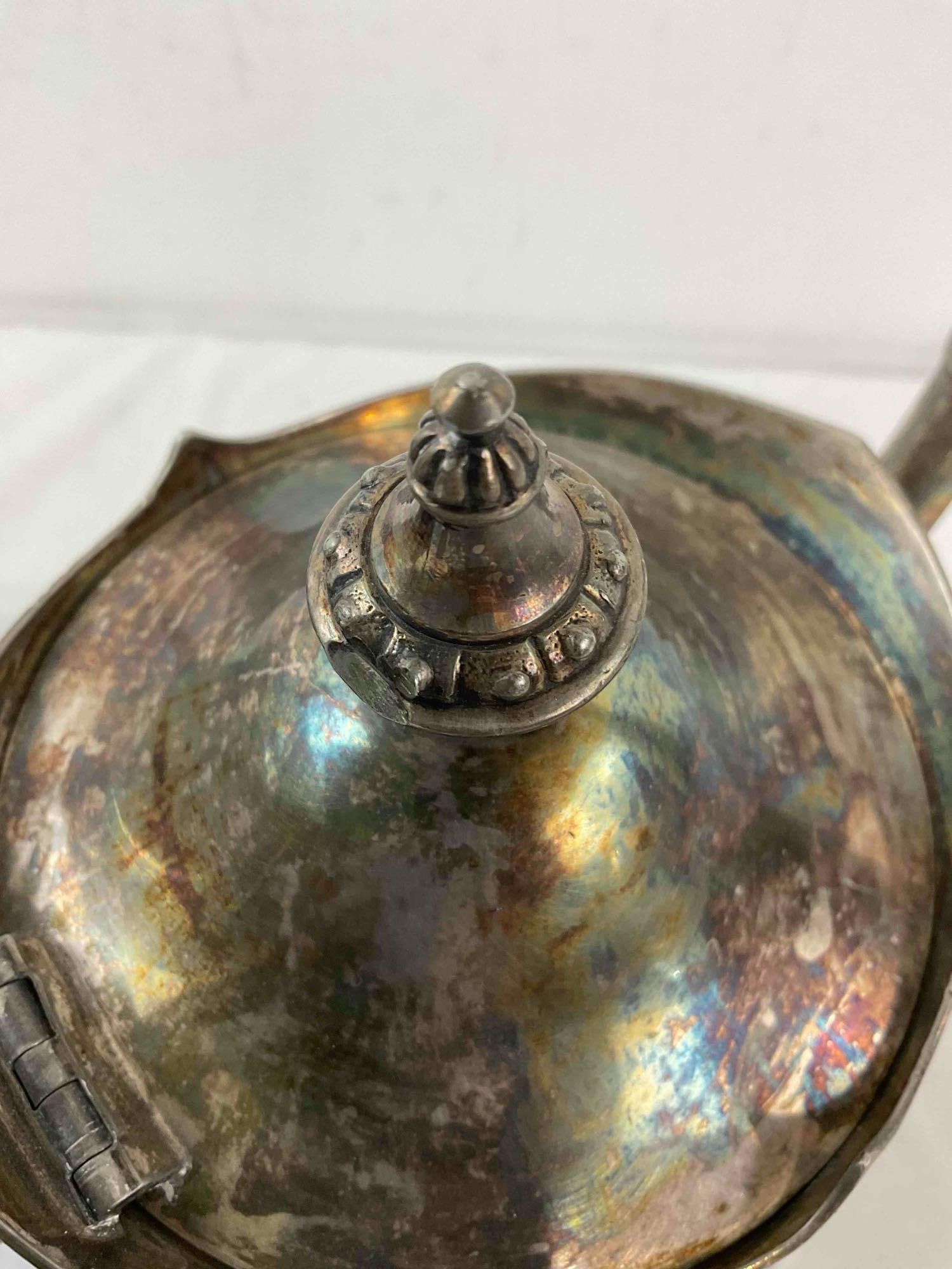 3 pcs Vintage Silver Plated Tea Pots, incl. F. P. Copper & Poole Silver Co. Very Good Condition. - 10