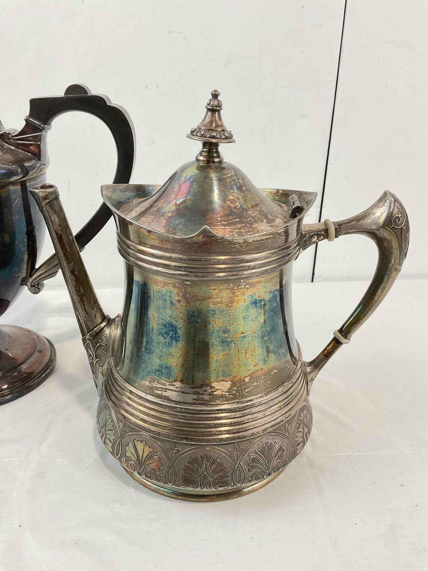 3 pcs Vintage Silver Plated Tea Pots, incl. F. P. Copper & Poole Silver Co. Very Good Condition. - 3