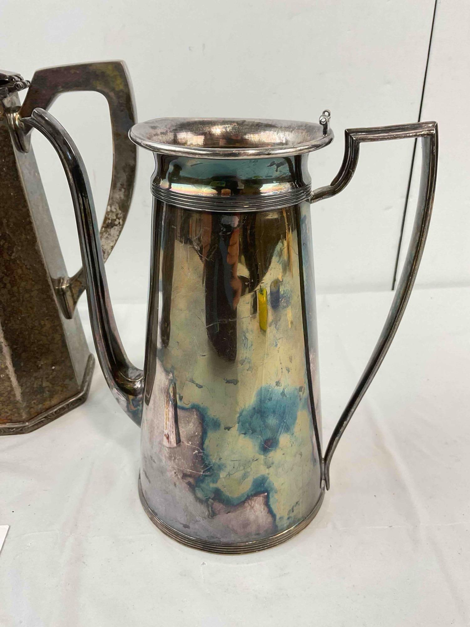 3 pcs Antique Silver Plated Tea Pots, incl. Middletown Co. & Excelsior. Good Condition. See pics. - 6