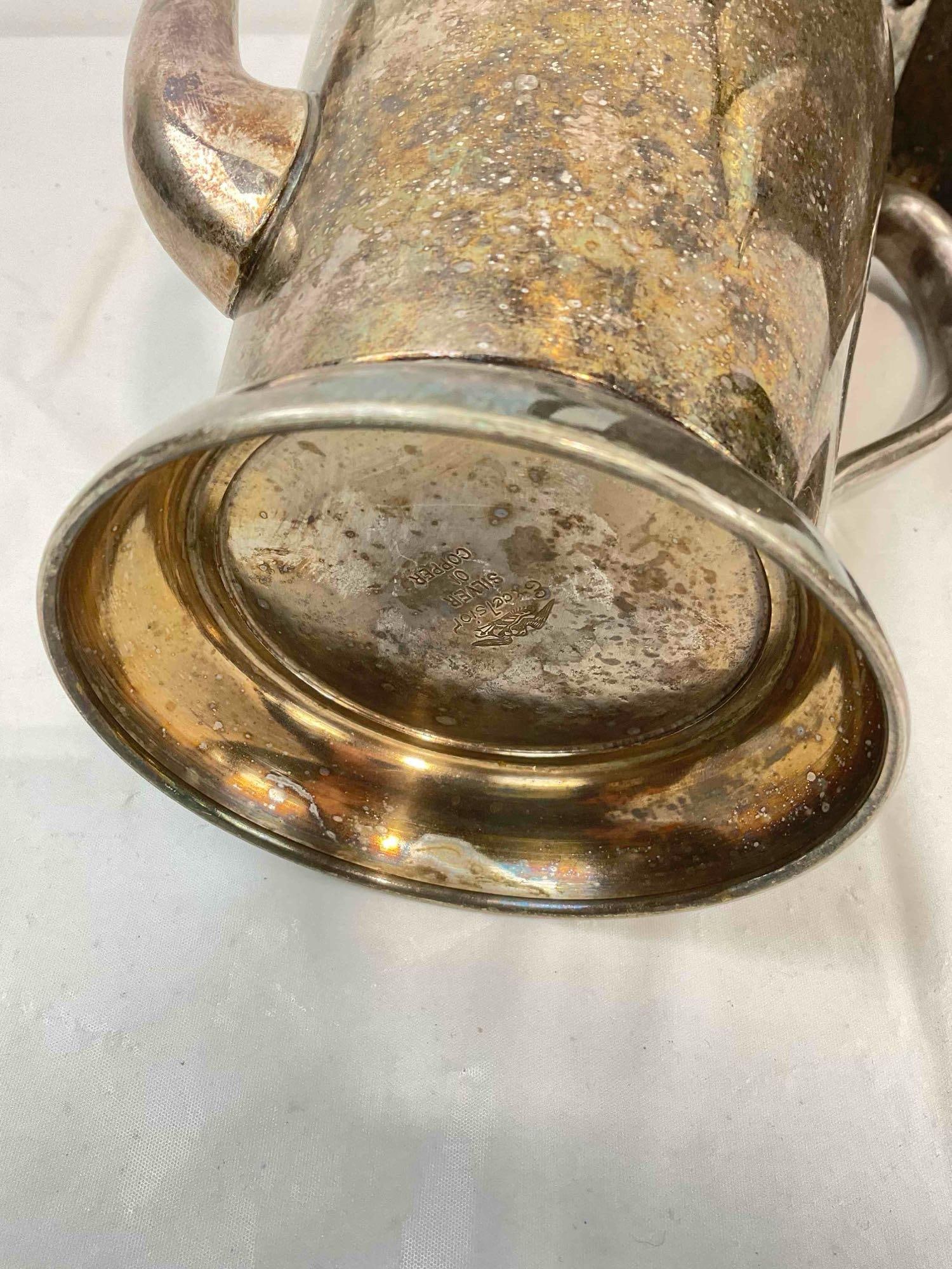 3 pcs Antique Silver Plated Tea Pots, incl. Middletown Co. & Excelsior. Good Condition. See pics. - 9